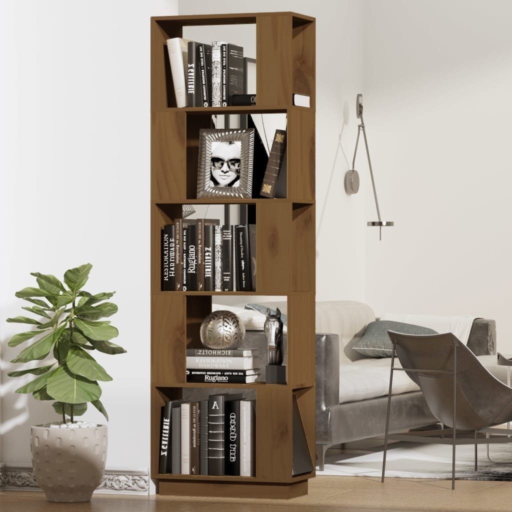 furnicato Bücherregal Bücherregal/Raumteiler Honigbraun 51x25x163,5 cm Massivholz