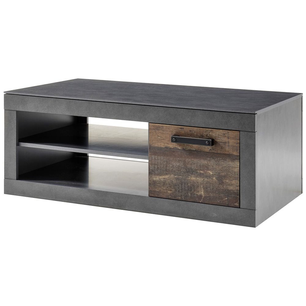 Lomadox Couchtisch BERLIN-61, Old Mix Dekor mit Matera grau 110/43/63 cm