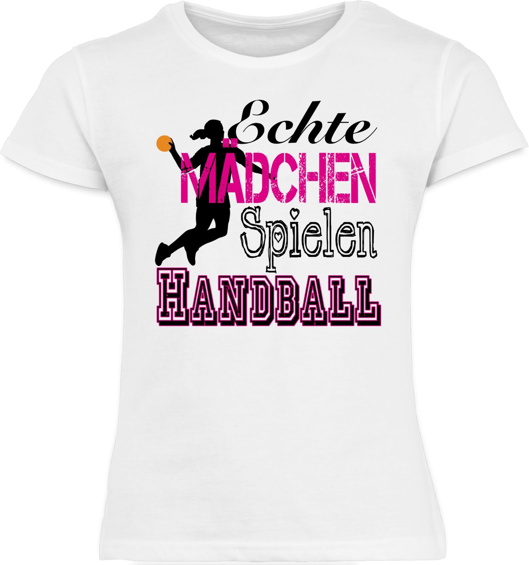 Handball 2 T-Shirt Weiß Mädchen Sport Echte Shirtracer Kinder Spielen Kleidung