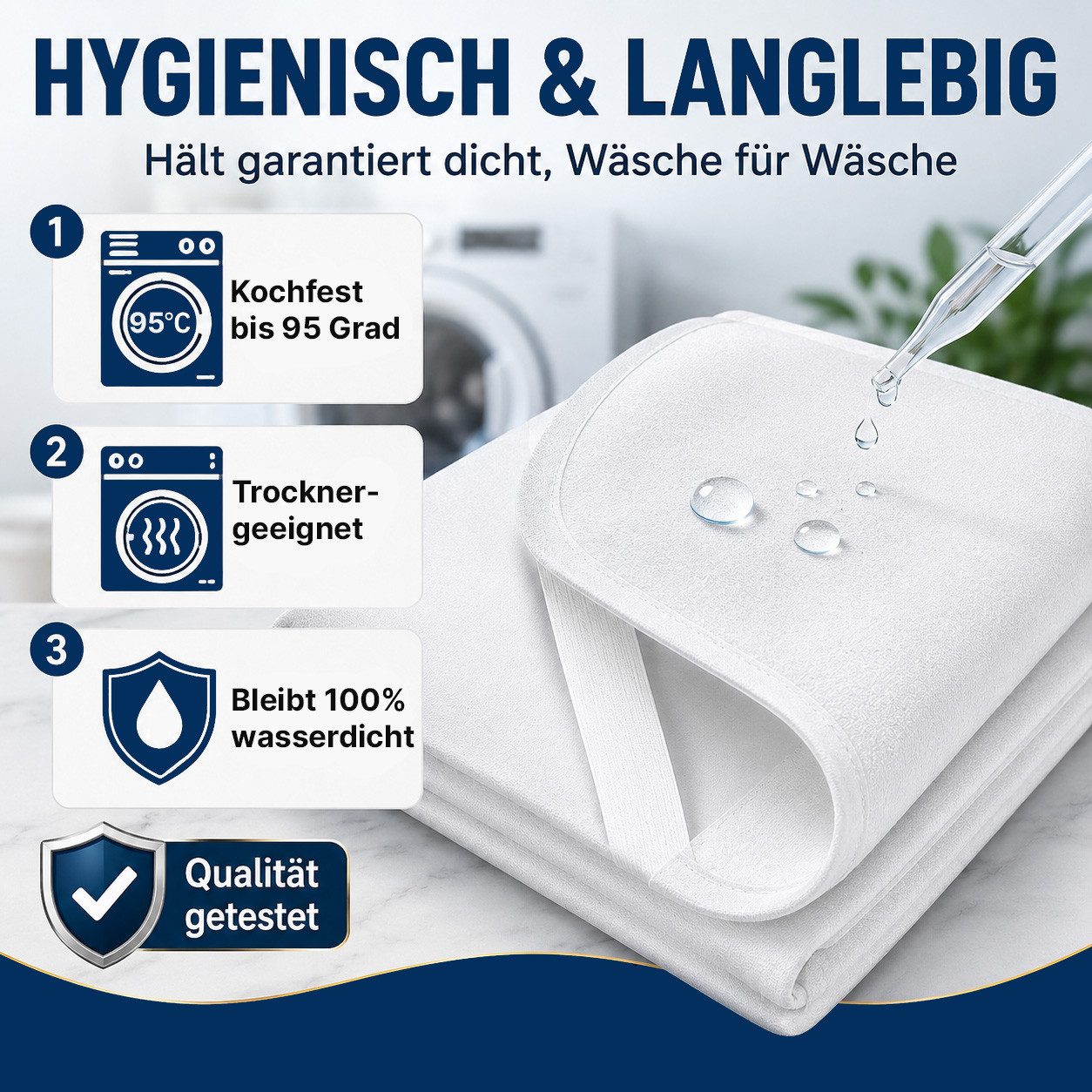 Matratzenschutzbezug & Inkontinenzauflage - 100% Baumwolle mit wasserdichter PU-Membran Stoffschmiede, Wasserdicht – Bild 4 von 5