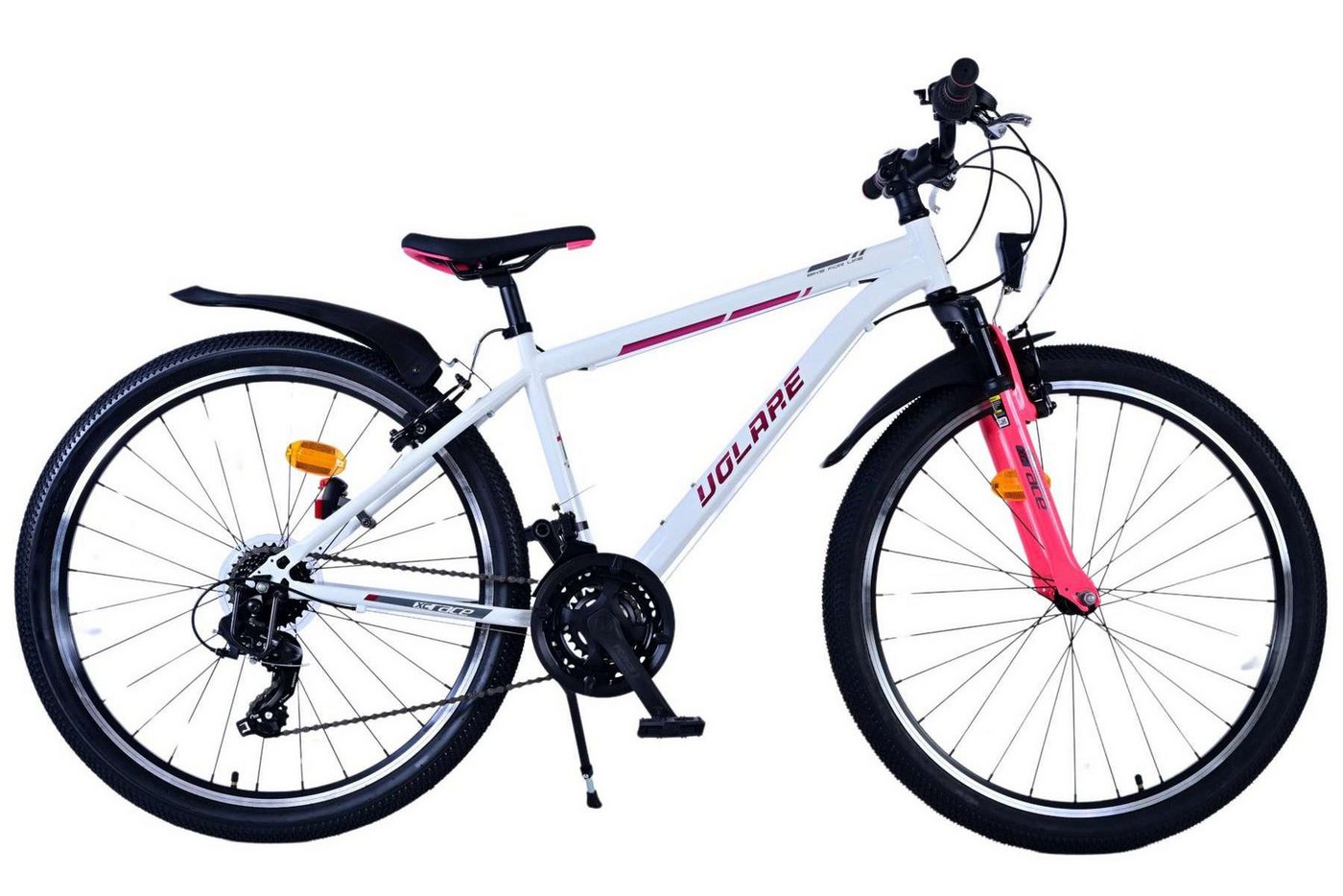 Volare Kinderfahrrad Volare XC Race Kinderfahrrad - 26 Zoll - 21 Gang - Weiß Pink - Mädchen, Alter: 9 - 12 Jahre, Rahmenhöhe: 41 cm, Reifen: Fat Tires