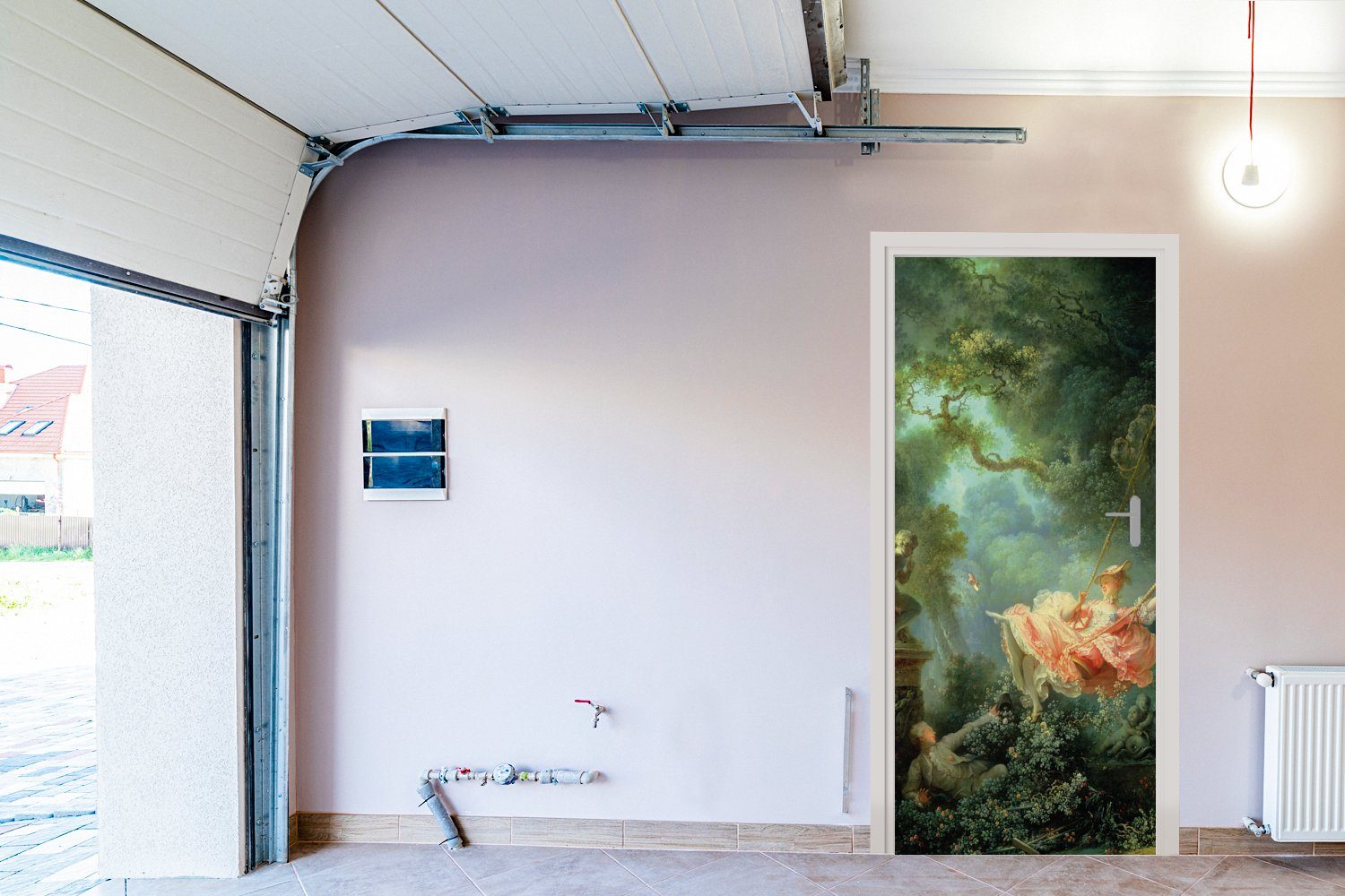 (1 Fragonard Matt, MuchoWow - - Jean-Honoré Die cm Schaukel Kunstwerk, Fototapete Türtapete für bedruckt, 75x205 St), Tür, Türaufkleber,
