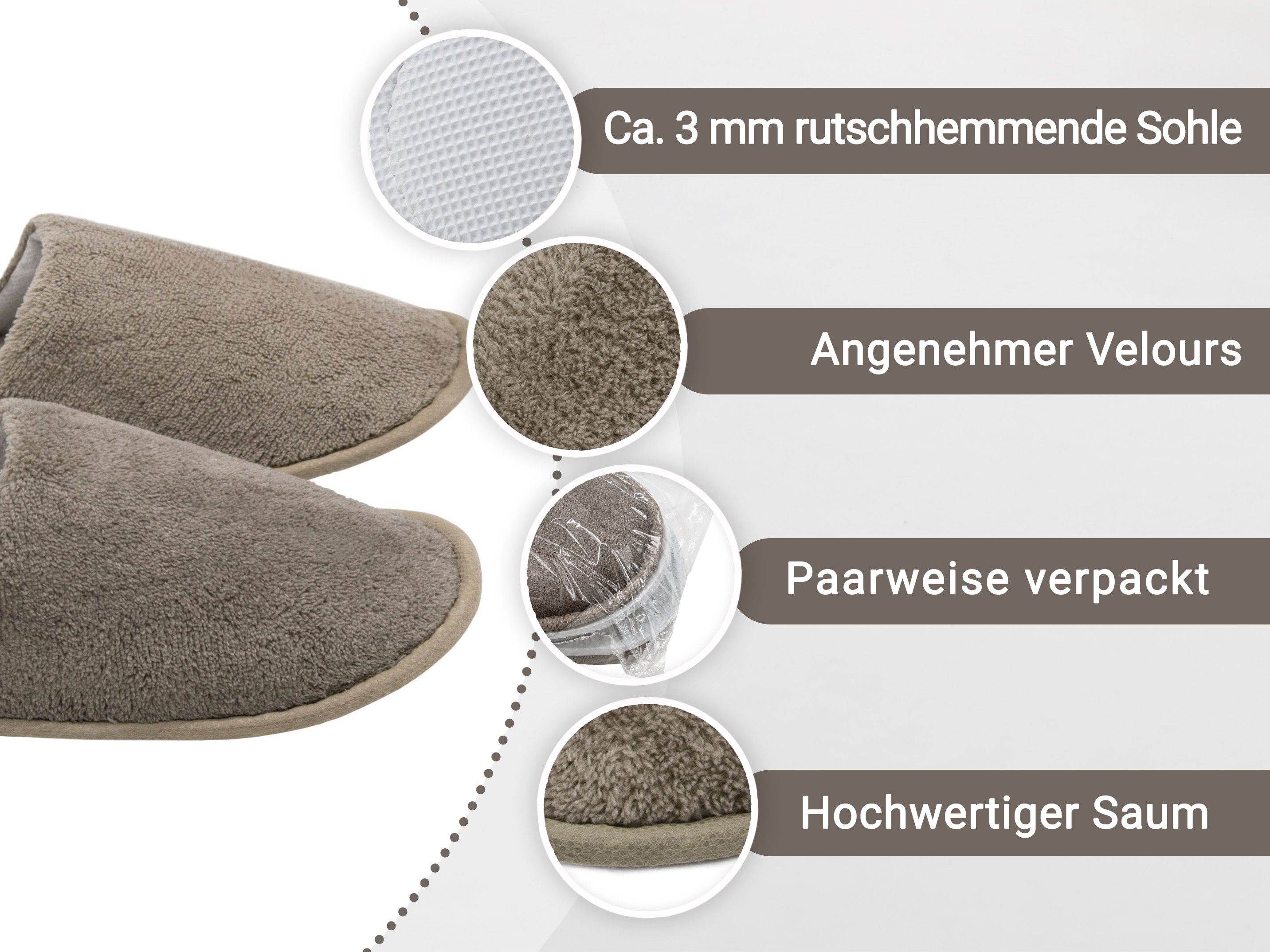 ZOLLNER Pantoffel (10-tlg) 100% Polyester, vom Hotelwäschespezialisten