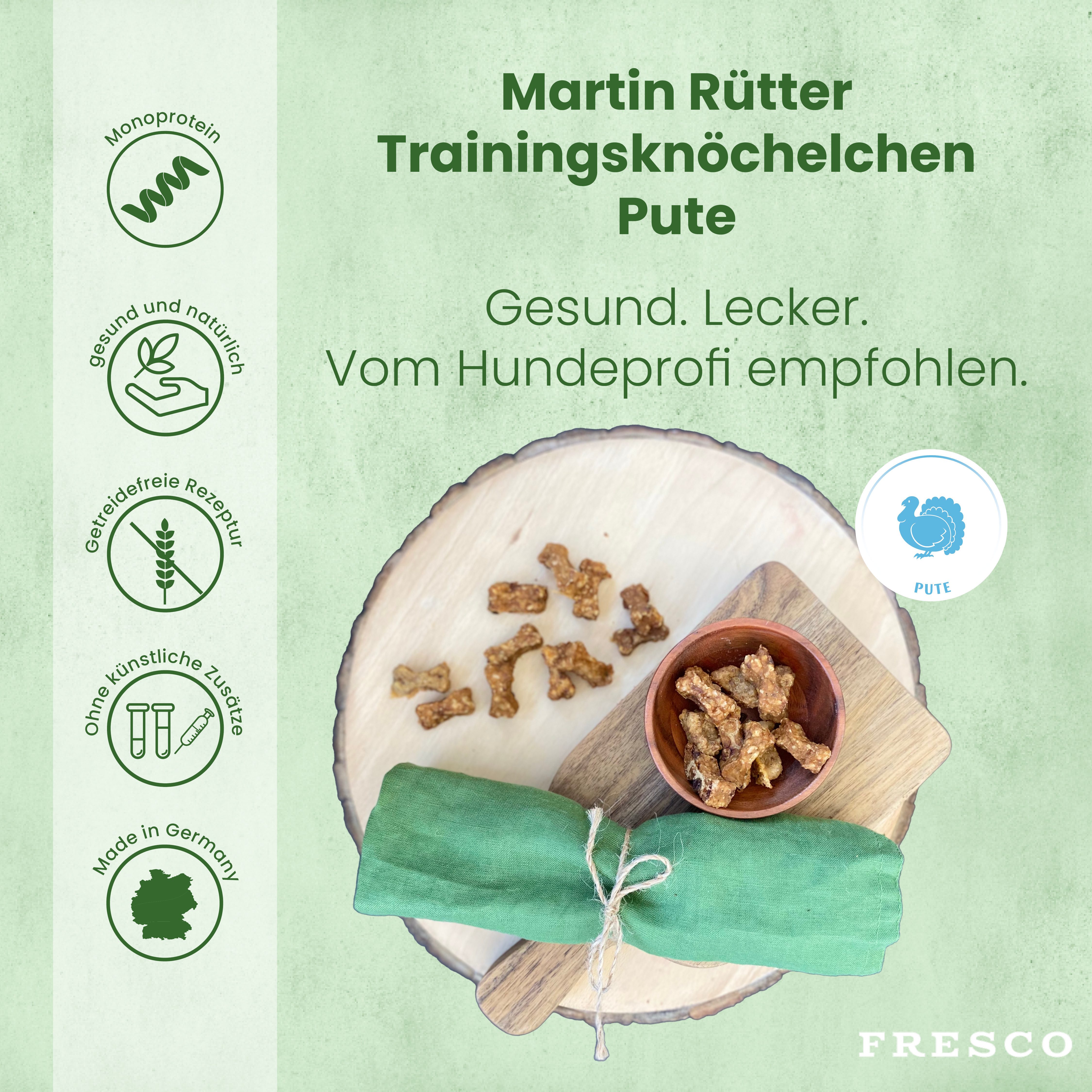 Fresco Dog Martin Rütter Trainingsknöchelchen 1kg Hunde Leckerli, Pute, Snack für: Hunde, Getreidefrei, zuckerfrei & hoher Fleischanteil