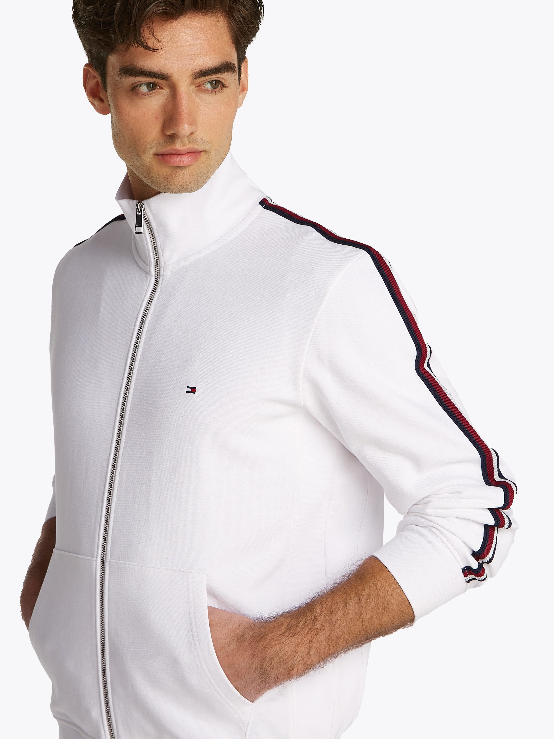 Tommy Hilfiger Sweatjacke GLOBAL STRIPE STAND COLLAR mit Streifen in Tommy günstig online kaufen