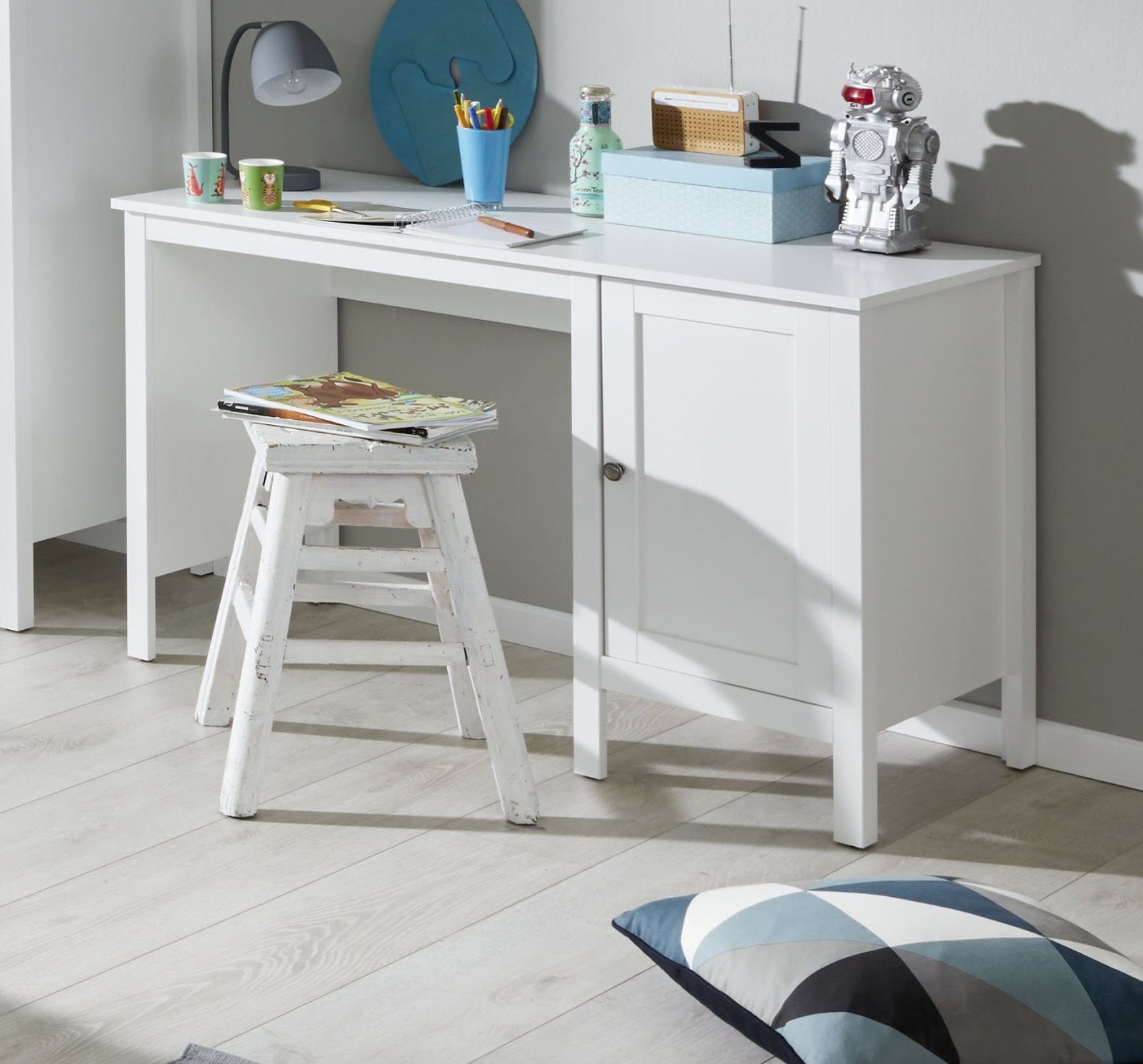 trendteam Kinderschreibtisch Ole, Schreibtisch in weiß mit Stauraum, Breite  115 cm