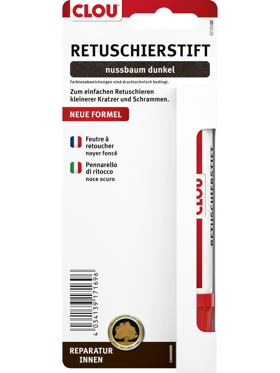 CLOU Holzlack Clou Retuschierstift für Holz nussbaum dunkel - 1