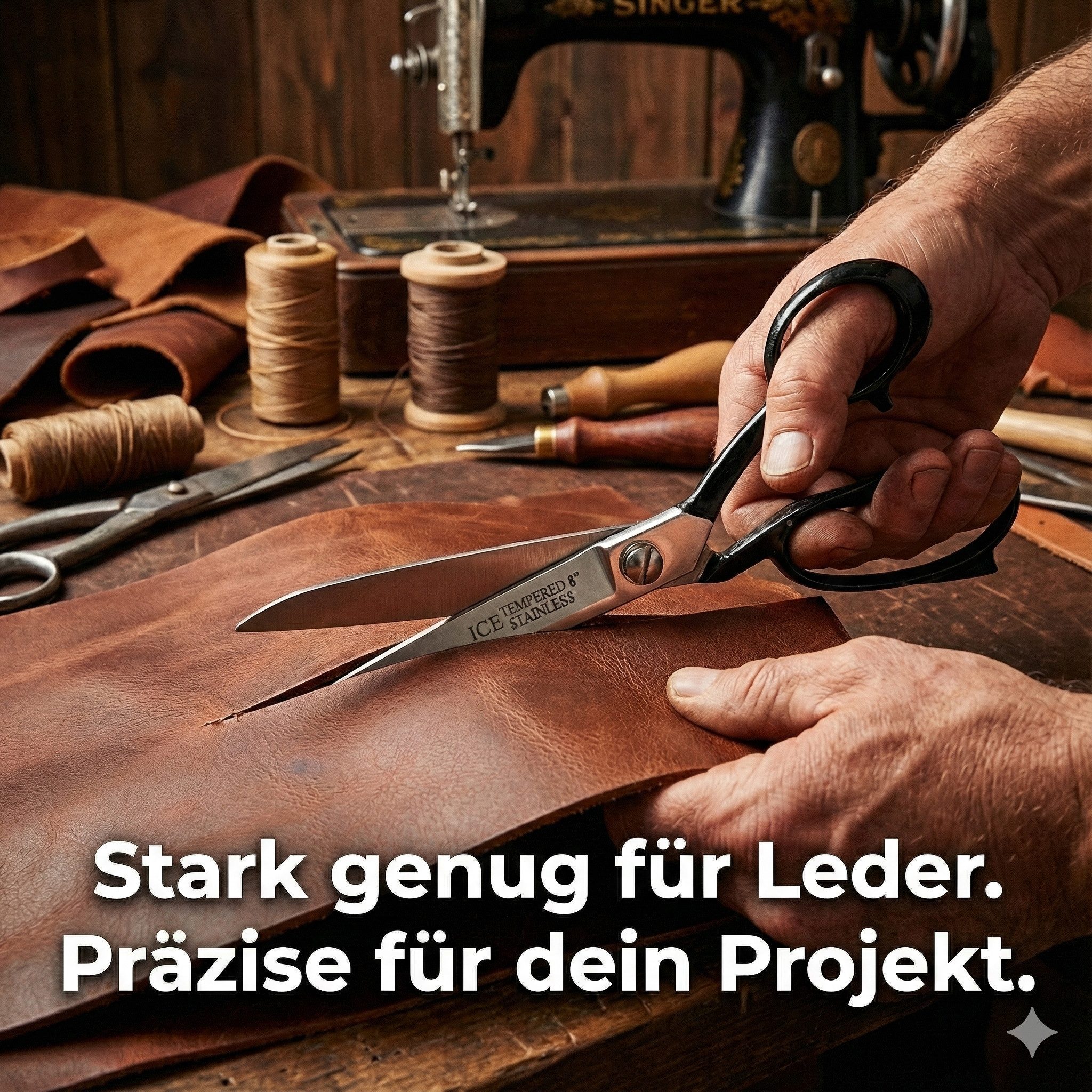 May Stoffscheren Profi-Qualität Schneiderschere, Scharfe Stoffschere, verchromt