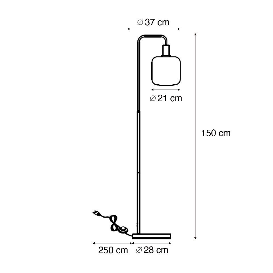Qazqa Stehlampe Zuzanna, ohne Leuchtmittel, Warmweiß, QAZQA Stehlampe, e27, Schwarz, Metall, Hotel chic
