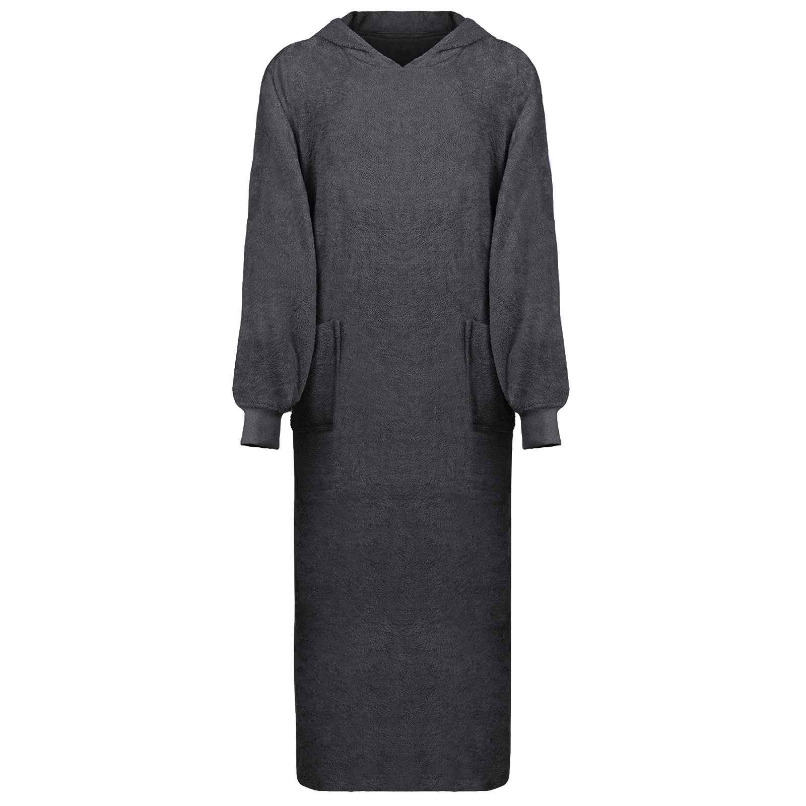 Bademantel Decken-Hoodie KINN Anthrazit XXL Baumwolle