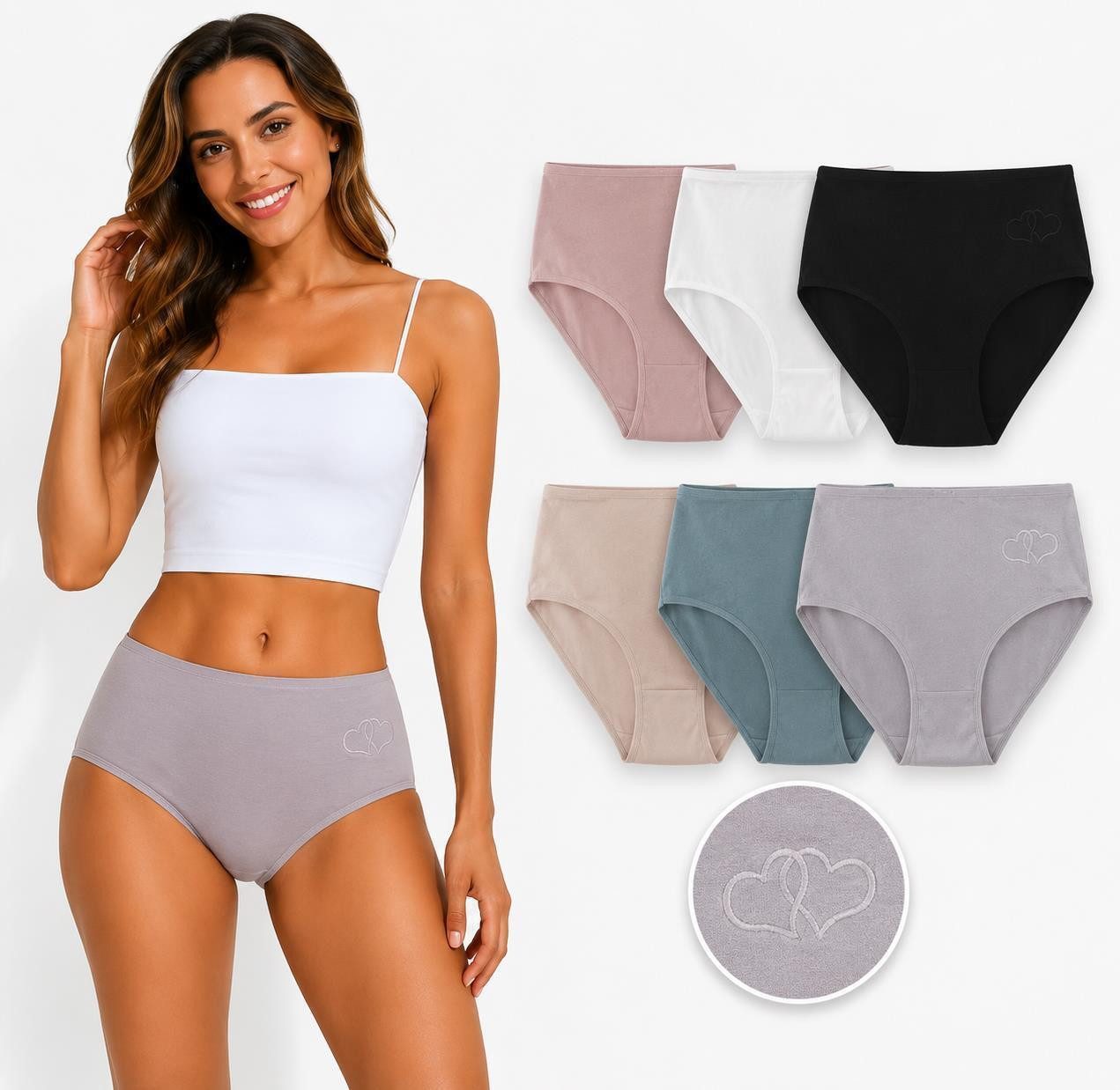 EloModa Taillenslip Damen Slips 6er Pack Baumwolle – bequem & atmungsaktiv (6-St) atmungsaktiv, hautfreundlich, elastisch, formbeständig
