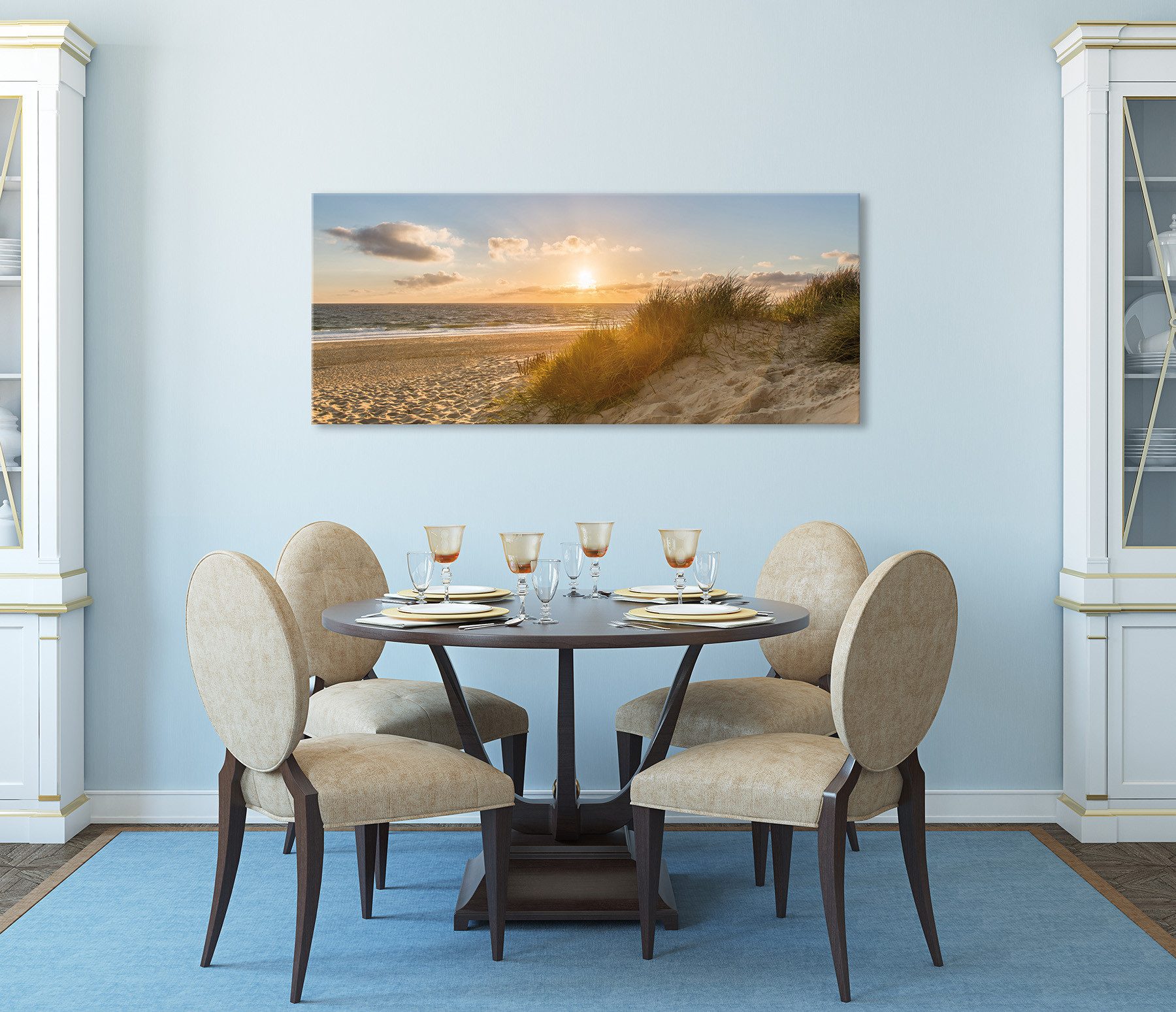 Bönninghoff Leinwandbild Wandbild STRAND XXL 60x140 cm – Leinwandbild Keilrahmen Deko modern, Meer, Sonnenuntergang, Strand (1 St), auf Keilrahmen gespannt – Bild 4 von 5