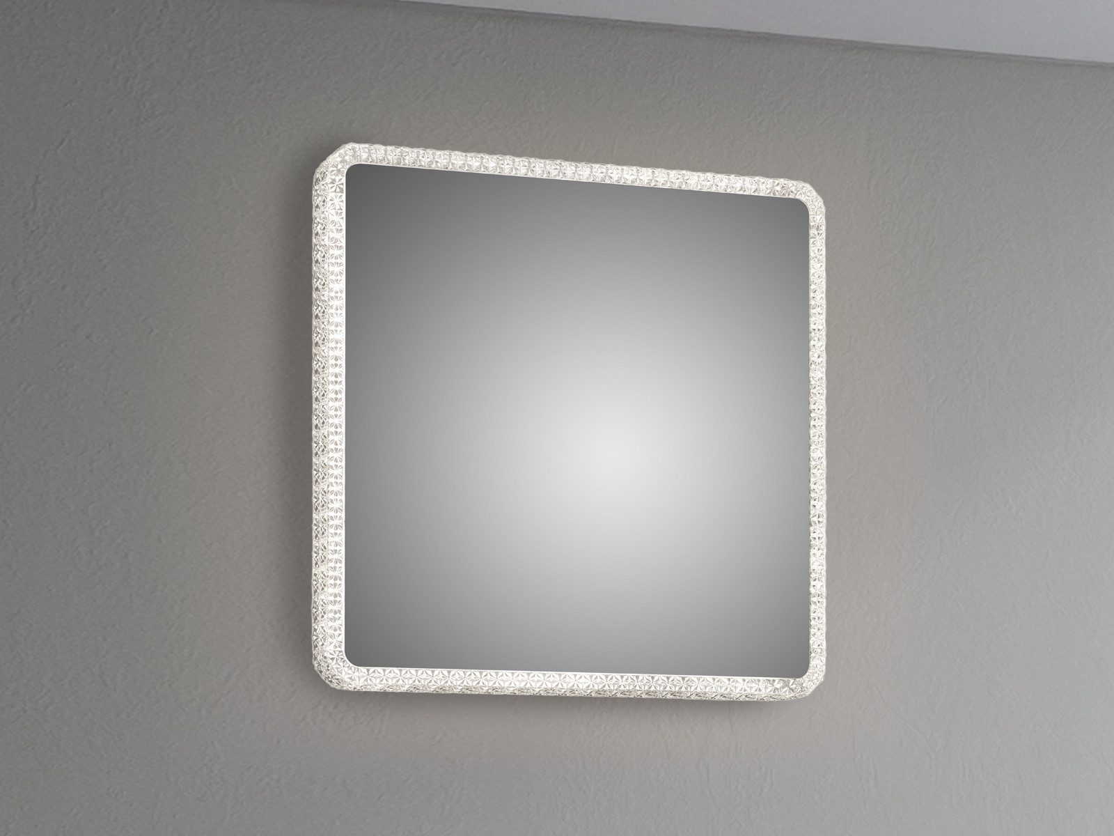 Reality Leuchten Badspiegel mit Beleuchtung & Kristallrahmen 55x55cm, Wandleuchte und Deckenleute für Badezimmer – Bild 3 von 5