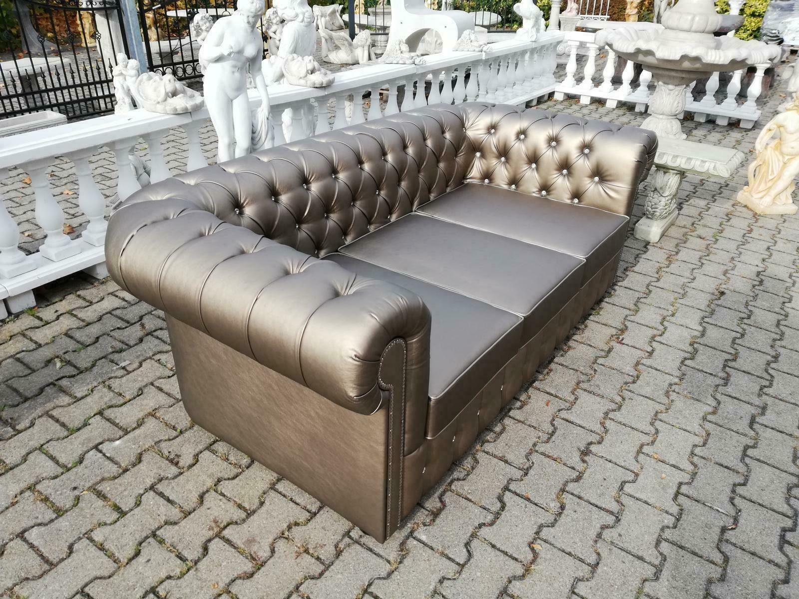 3-Sitzer Chesterfield Gold Sofa Chesterfield-Sofa, Design Couch JVmoebel