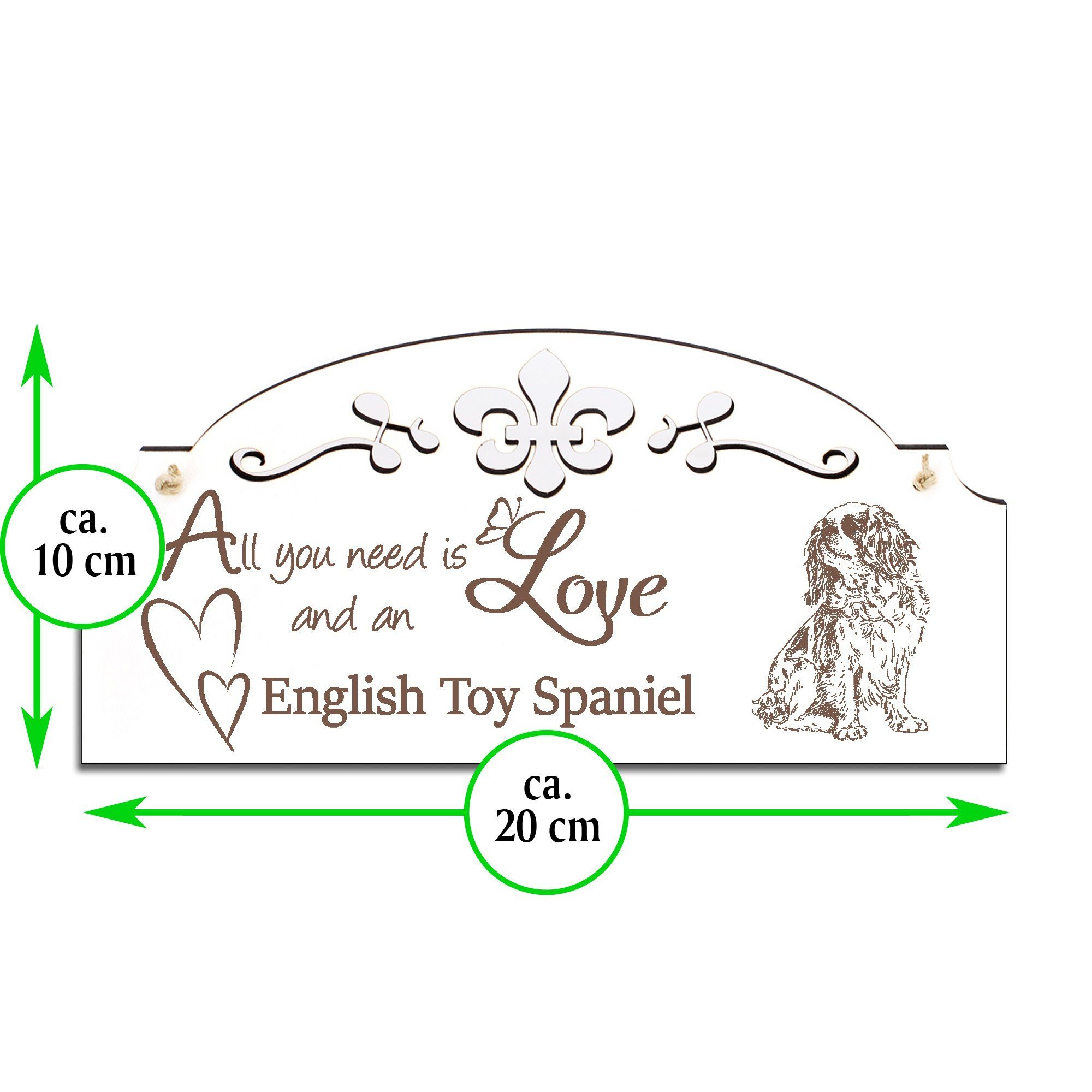 Spaniel is 20x10cm Toy Hängedekoration English need Love you All Deko Dekolando