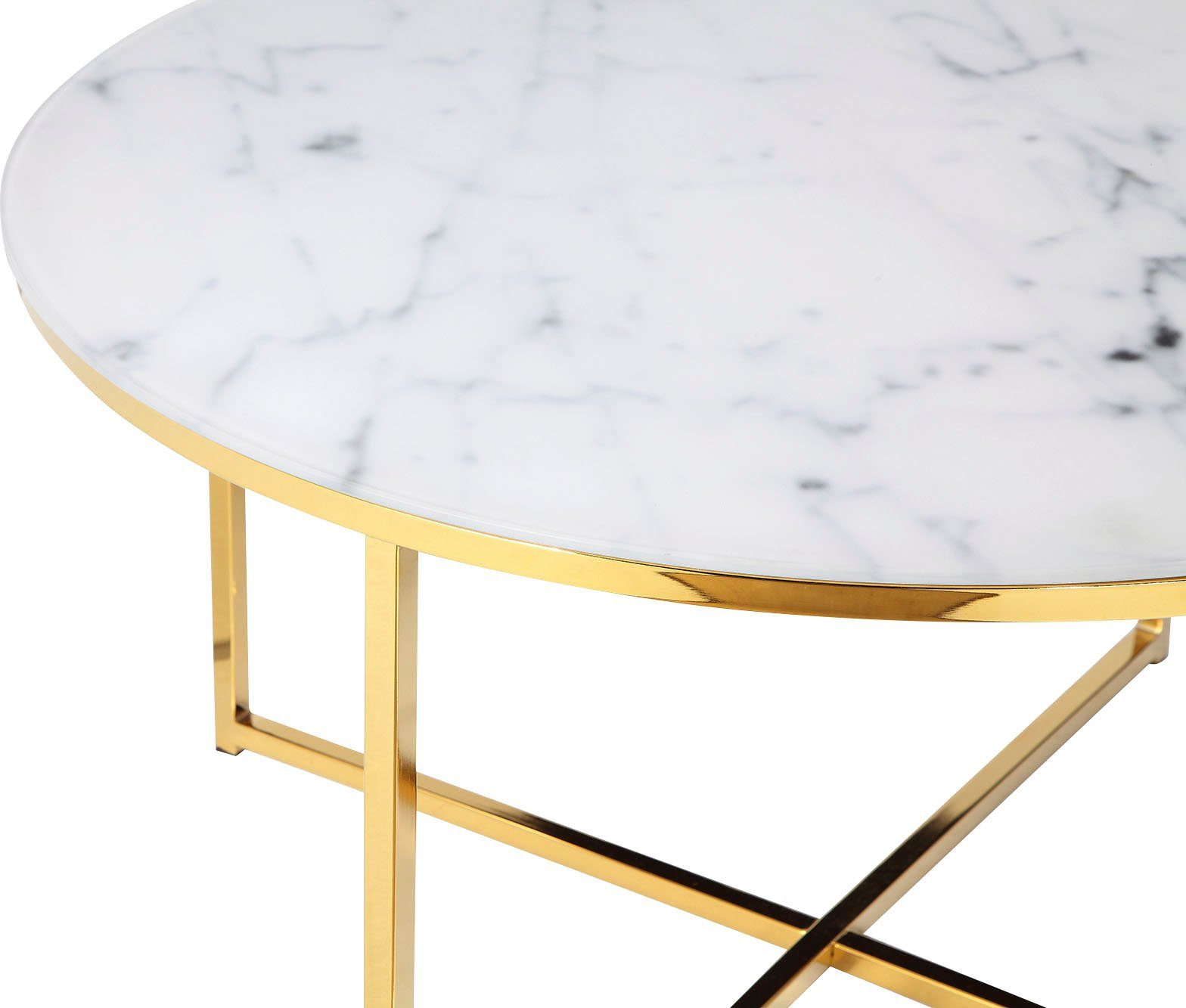 | Couchtisch, Weiß Tischplatte | in Weiß/Gold Gold Marmoroptik SalesFever