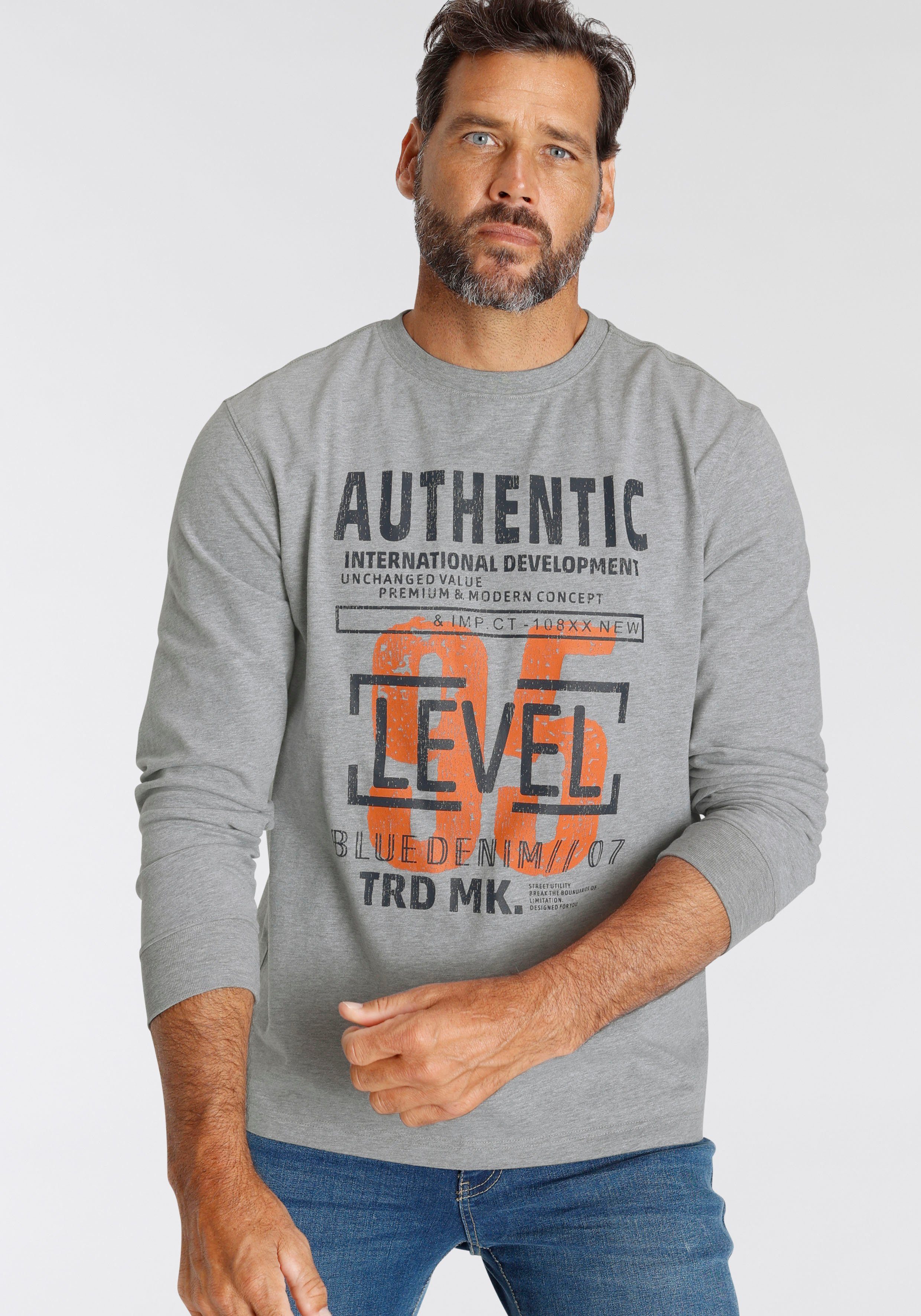 Man's World Langarmshirt Langarm, bedruckt, aus Baumwolle und Viskose, mit günstig online kaufen