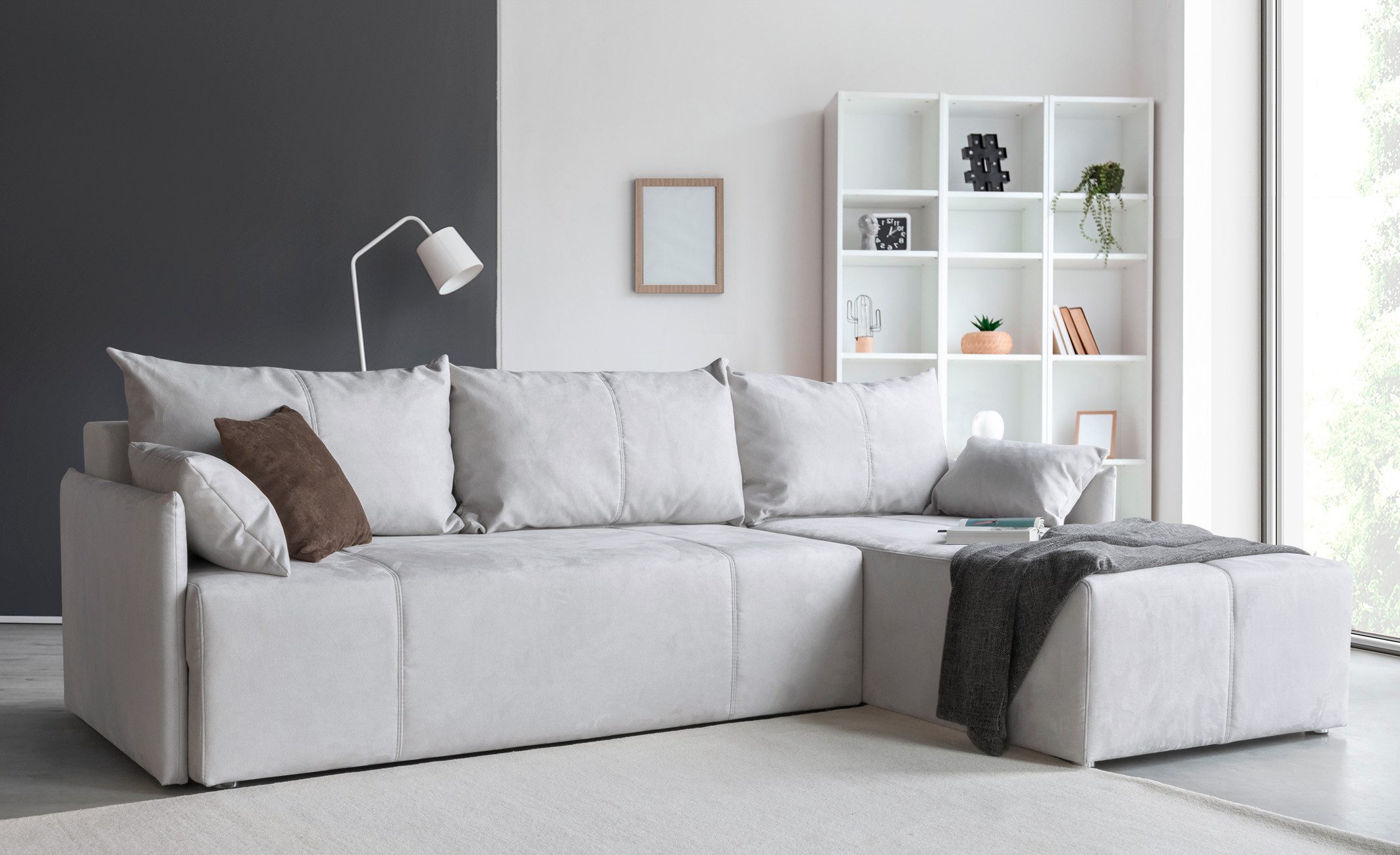 COLLECTION AB Ecksofa CAB L-Form, B: 263 cm, Schlaffunktion, Bettkasten & 2 Zierkissen, Federkern