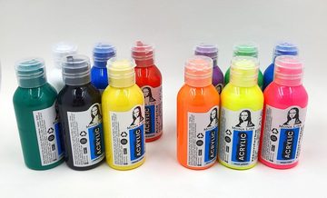 SÜDOR Acrylfarbe Acrylfarben Set 12x110ml (1320ml) - Main & Neon Farben