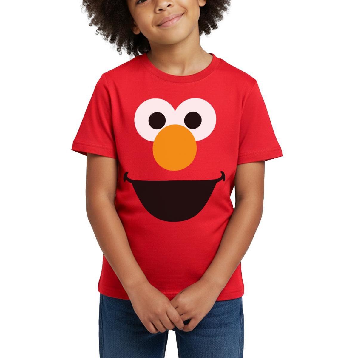 T-Shirt Sesamstraße Elmo Gesicht Kostüm Karneval Kinder T-Shirt