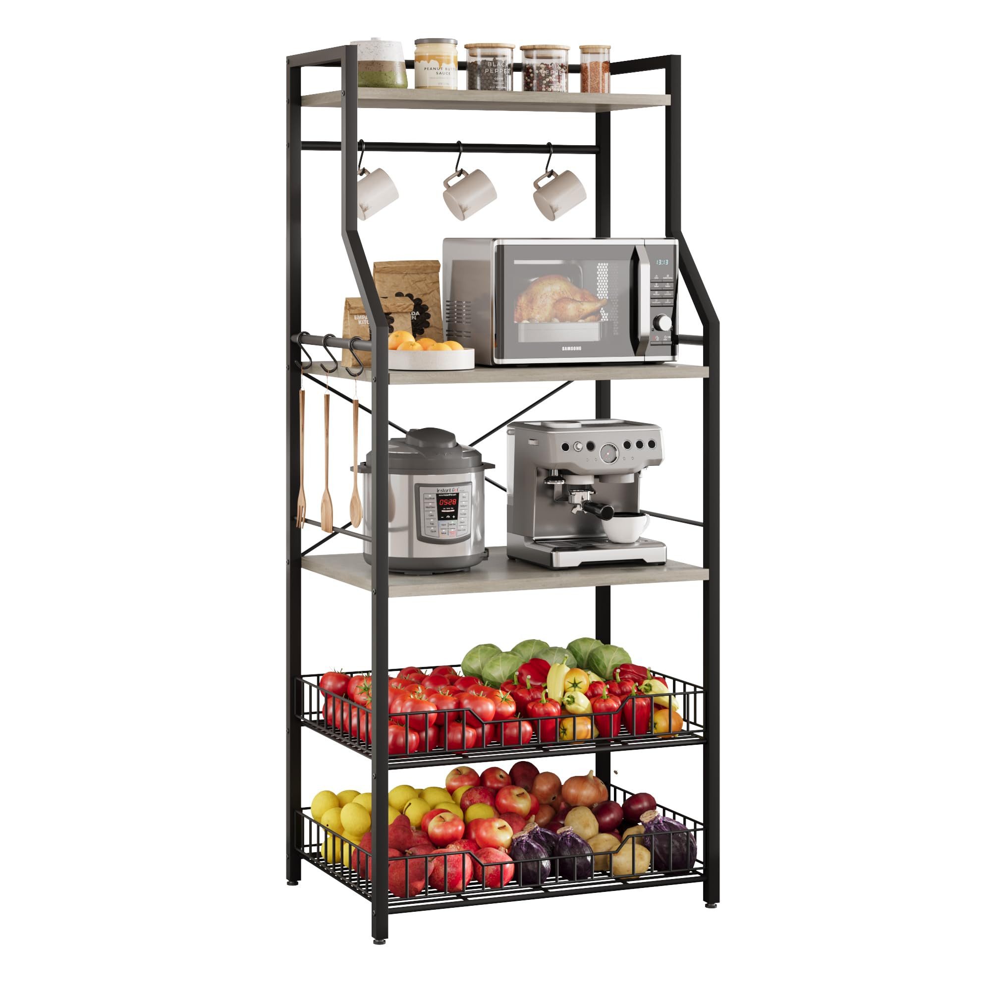GarveeMore Küchenregal Stehende Bäcker Rack Mikrowellenständer 2 große ...