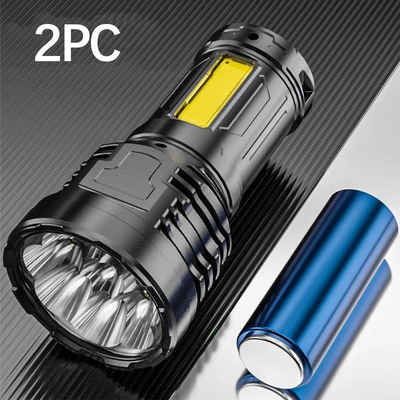 meeteu LED Taschenlampe 2 Pcs LED Taschenlampe Wiederaufladbar mit 2*1200mAh Akku (USB Aufladbar, Extrem Hell), für Outdoor Camping