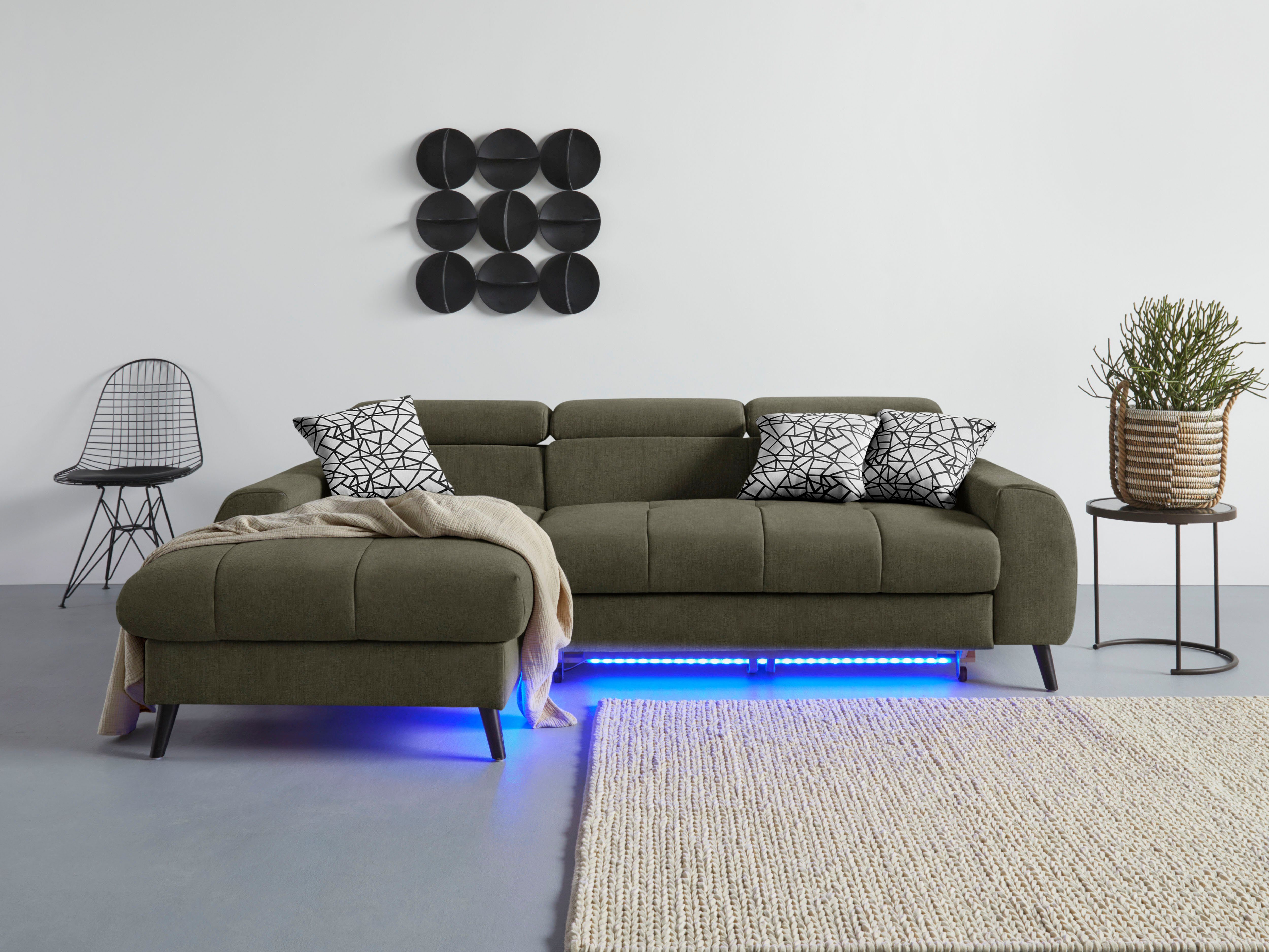 COTTA Ecksofa "Mia L-Form mit 3 Zierkissen", wahlweise mit Bettfunktion, Be günstig online kaufen