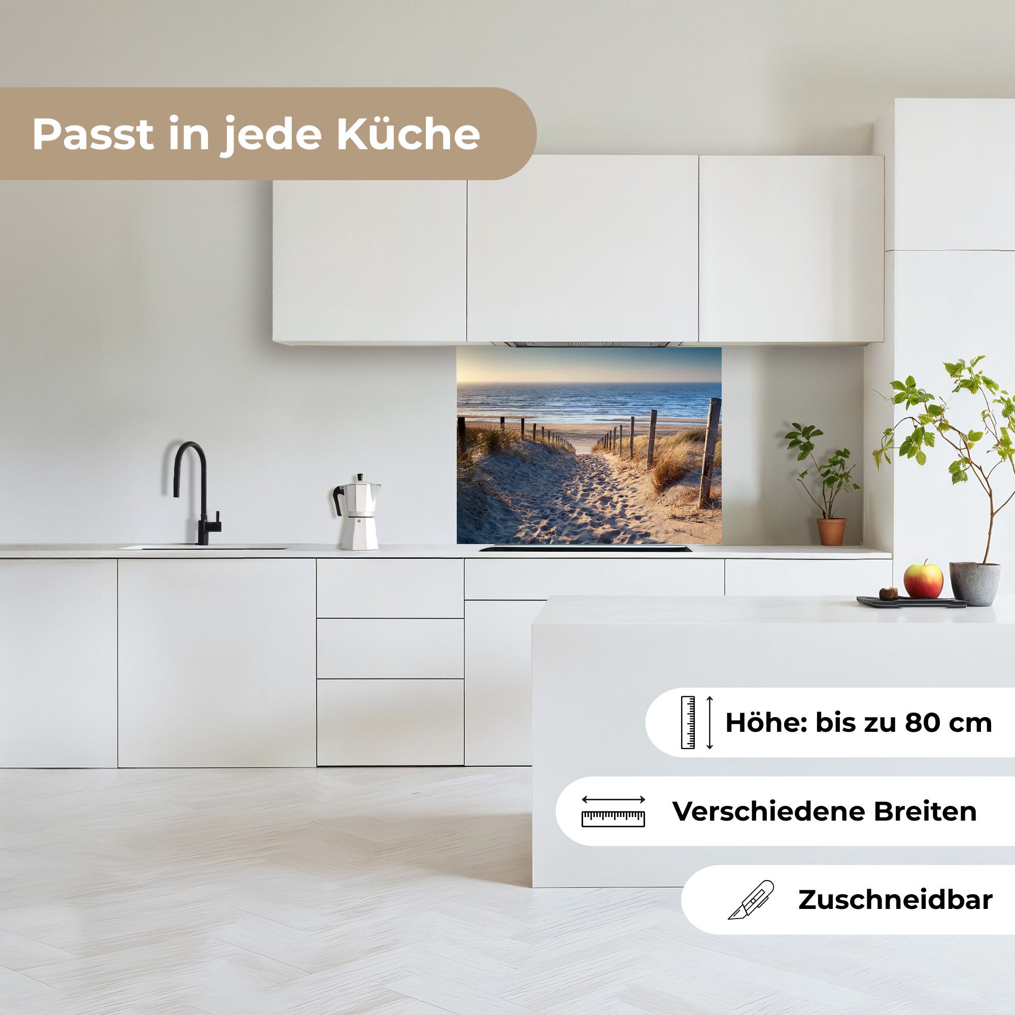 KitchenYeah Küchenrückwand selbstklebend Sand - Strand - Düne - Meer - Sommer, (1-tlg), Spritzschutz, Küche, Rückwand, Küchenwand, Küchenfront, 80x60 cm – Bild 4 von 5