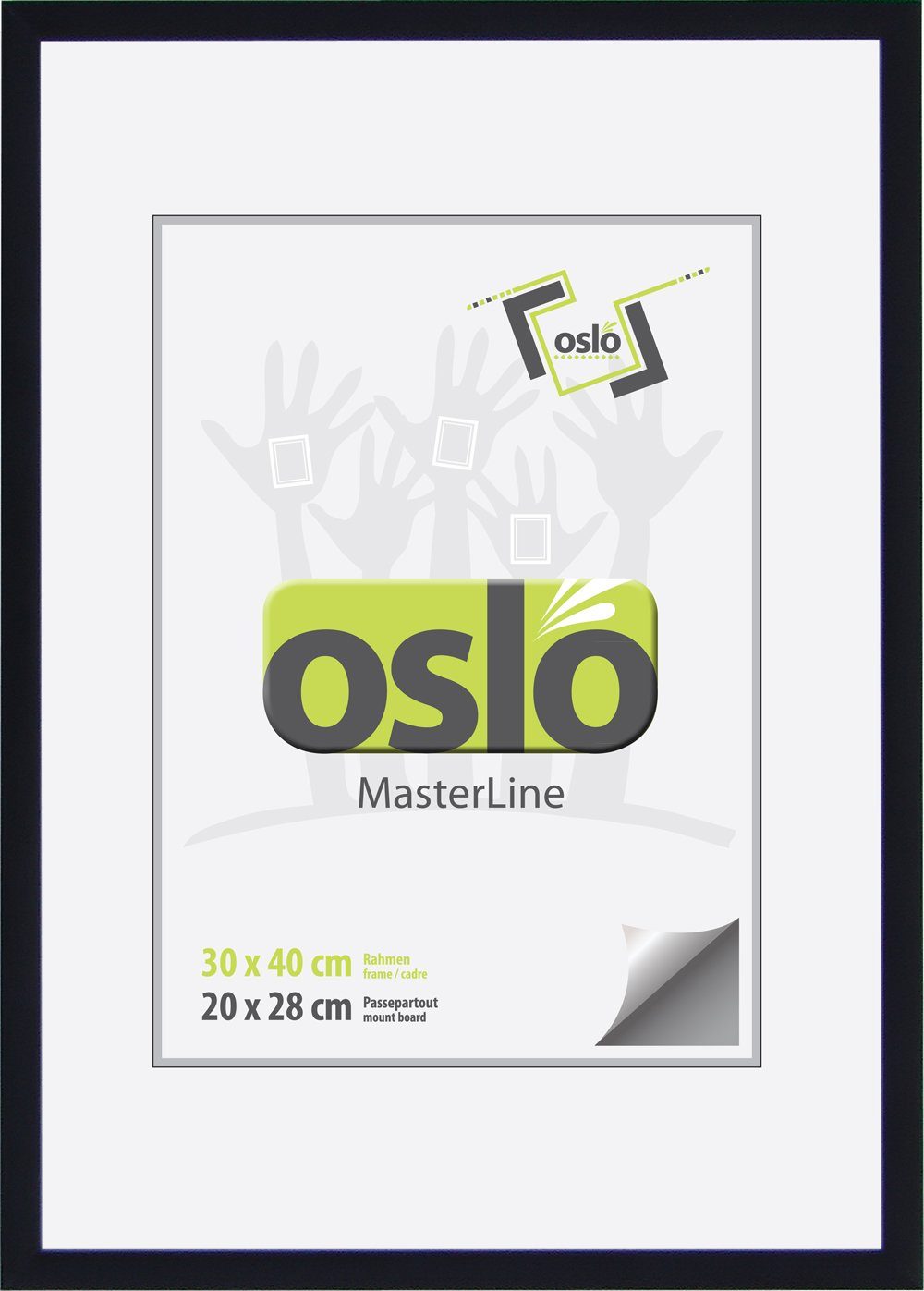 Oslo MasterLine Einzelrahmen Bilderrahmen schmal Aluminium massiv verschiedene Farben und Größen, 30x40 schwarz Portraitrahmen, Alu schwarz matt