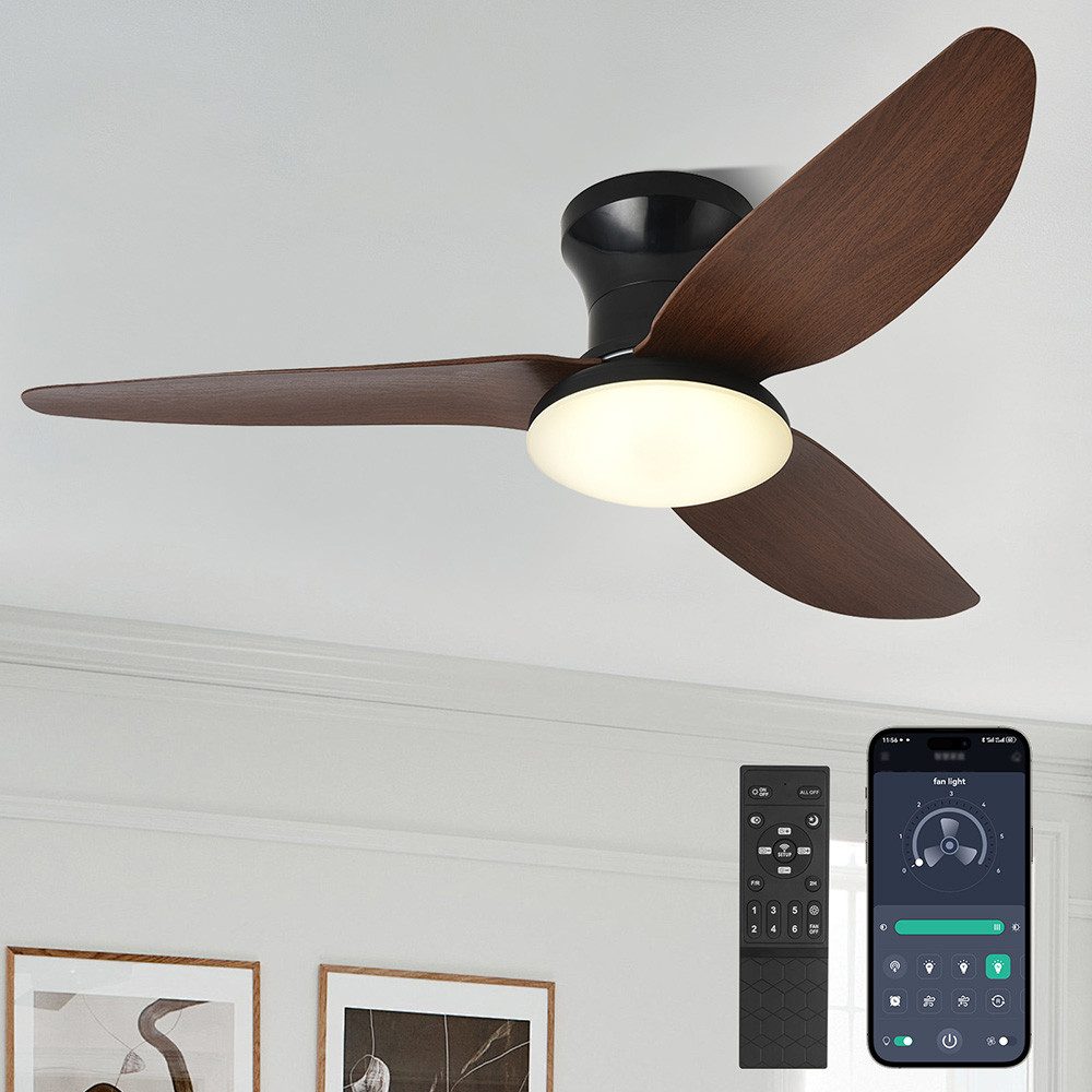 LMaxhome Deckenleuchten LED Leise Deckenventilator 60W,6-stufiger,Fernbedie günstig online kaufen