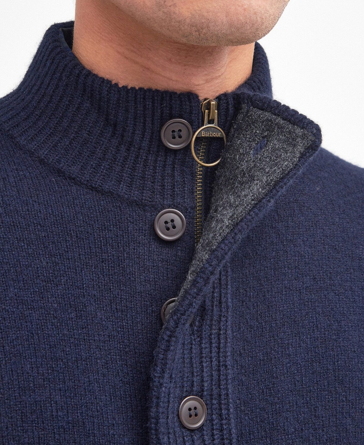 Barbour Strickpullover Troyer Patch günstig online kaufen