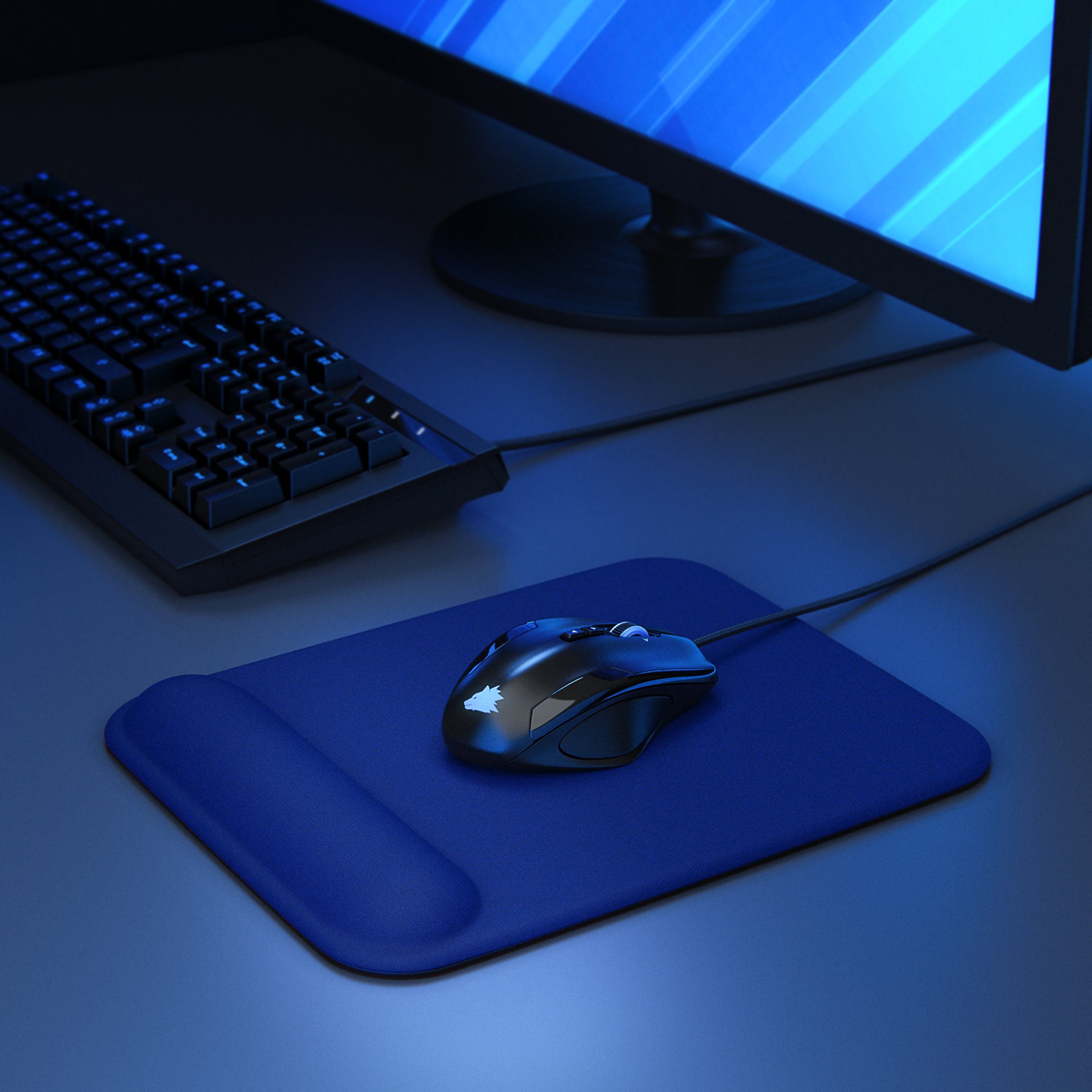 CSL Gaming Mauspad Office Gel Mousepad mit Handgelenkpolster 225 x 280 x 20 mm, Handballenauflage, Gelpolster ergonomisch, abwaschbar, dunkelblau