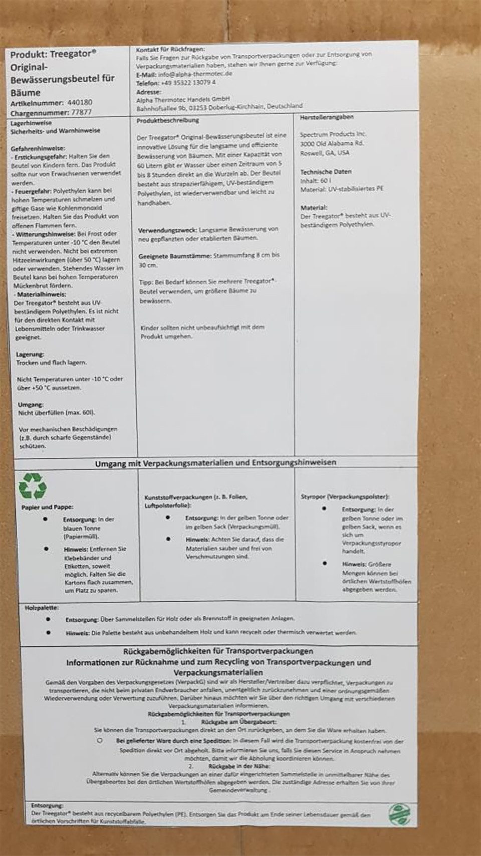 Alpha Thermotec Bewässerungssystem Treegator® grün, (1-tlg)