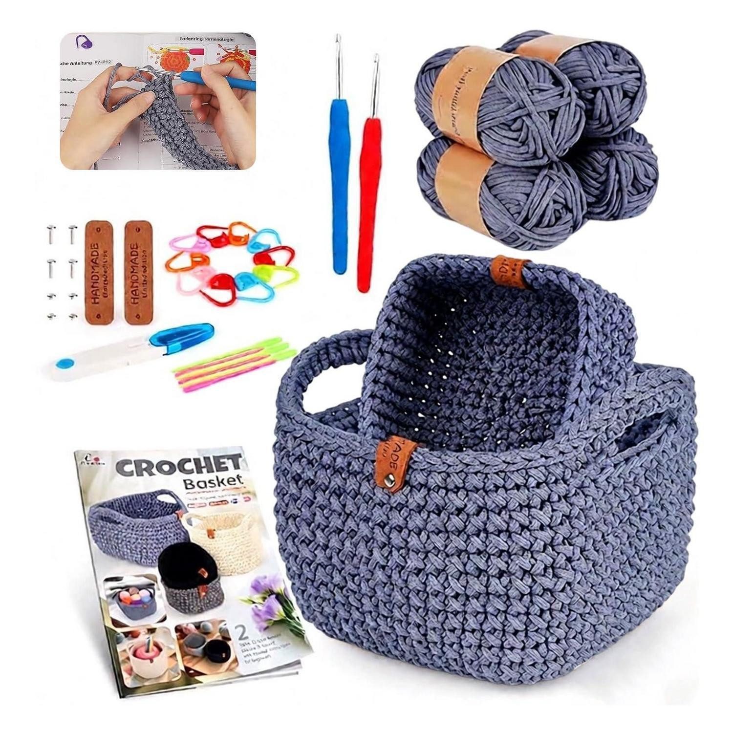 LuxusKollektion Kreativset Häkelkorb Set Blau 2 Stück
