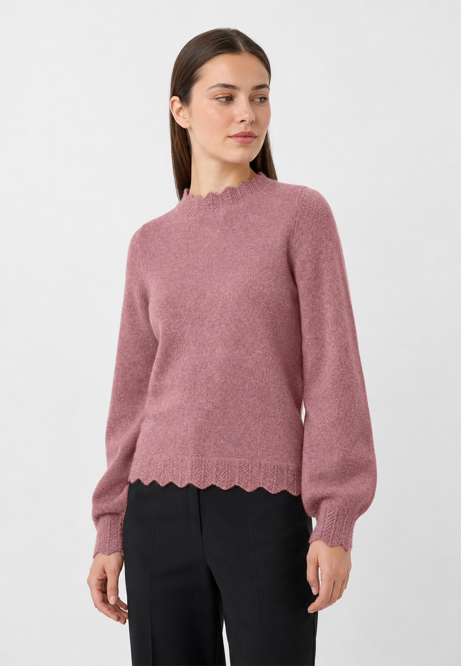 Vila Strickpullover Weicher Strickpulli in aktuellem Design für Damen (1-tlg) Recyceltes Material nachhaltig Normal Fit Rundhals Langarm