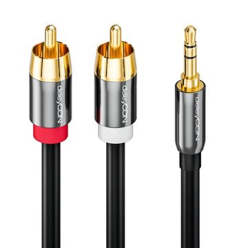 deleyCON deleyCON 2m HQ Adapter Audio Kabel - 3,5mm Klinke zu 2x Cinch Stecker Audio-Kabel