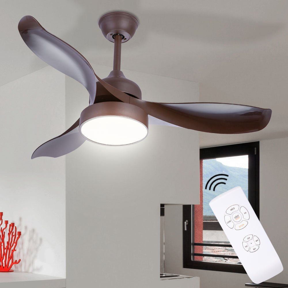 etc-shop Deckenventilator, LED Decken Ventilator braun Timer Fernbedienung Anti Mücken Fliegen