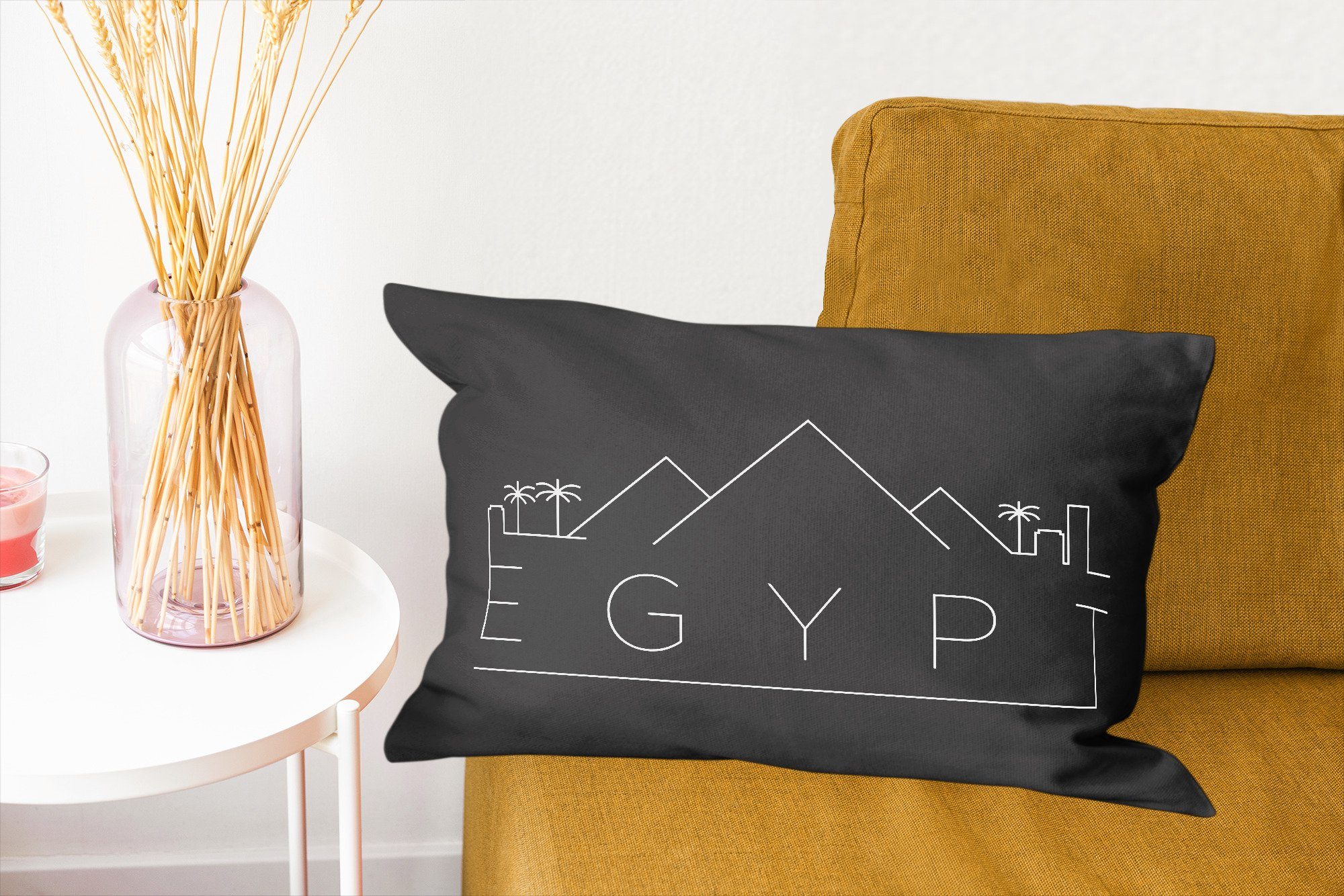MuchoWow Dekokissen Skyline "Ägypten" auf Dekokissen Schlafzimmer Wohzimmer Dekoration, Hintergrund, mit Zierkissen, schwarzem Füllung