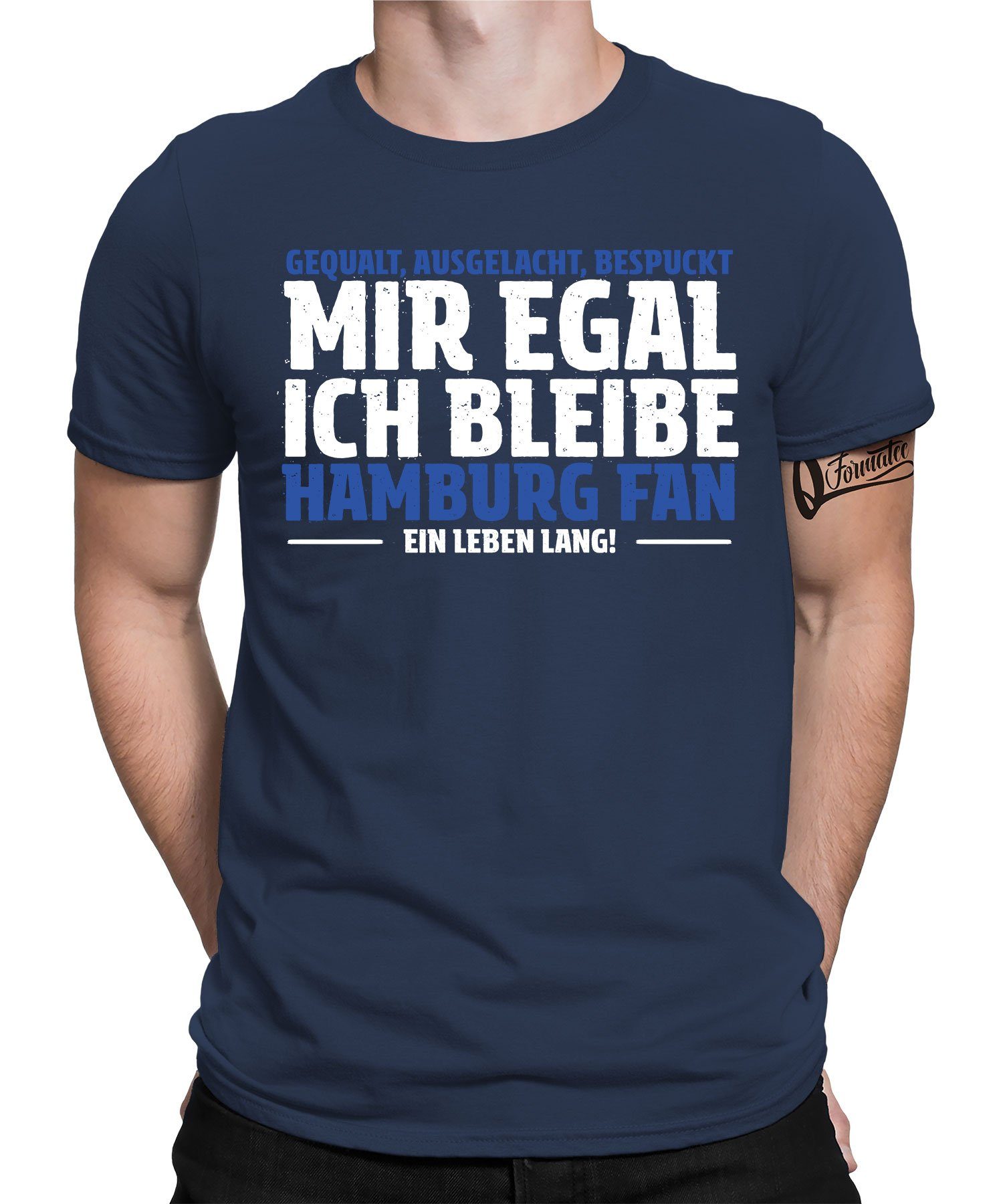 Quattro Formatee Kurzarmshirt Fußball - Hamburg Fan Hafen Herren T-Shirt (1-tlg) Navy Blau