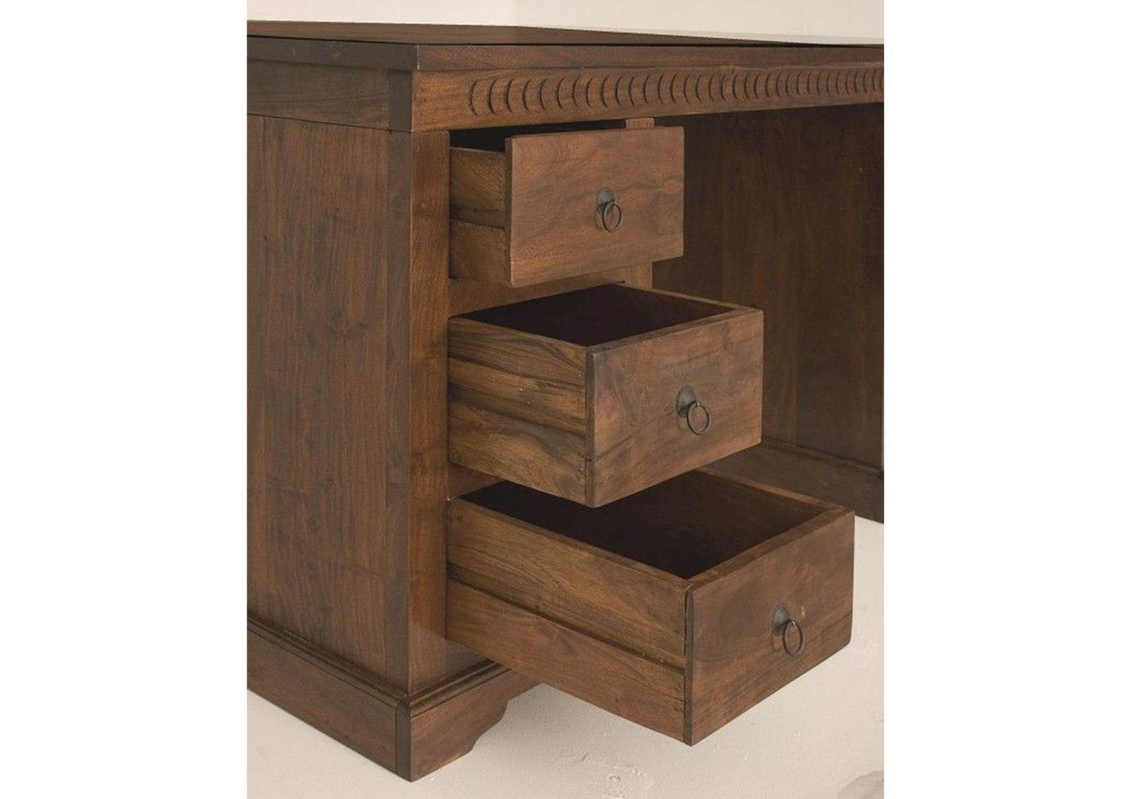 Massivmoebel24 Schreibtisch Schreibtisch Akazie 150x85x76 nougat lackiert OXFORD #420