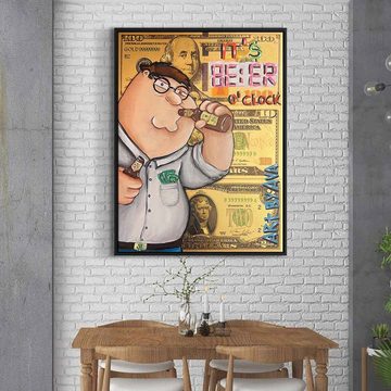 DOTCOMCANVAS® Leinwandbild Beer o'clock, Leinwandbild Beer o'clock Peter Griffin Family Guy Comic Dollar Bill