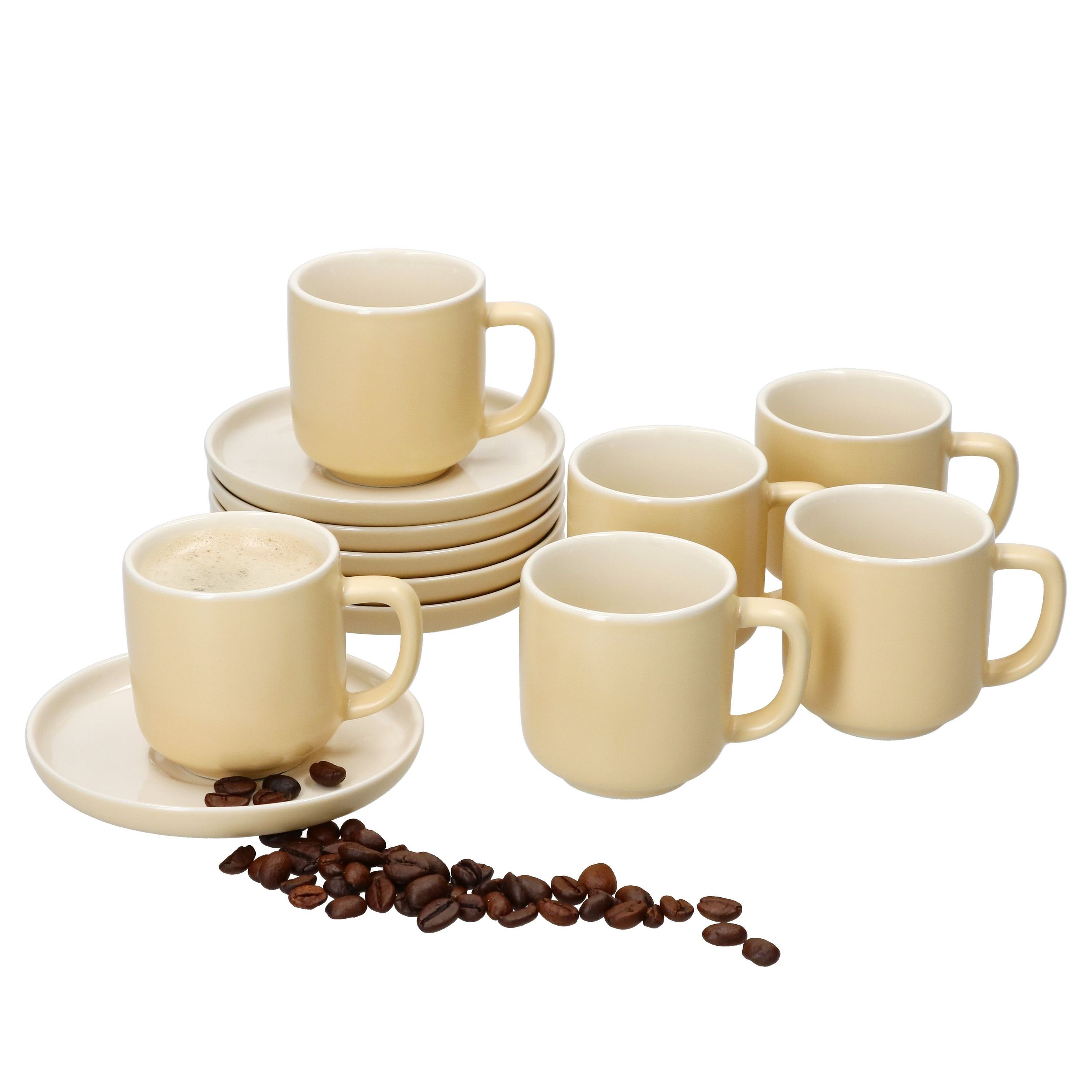 Steingut Breker Jasper Tasse Ritzenhoff Untertassen Espressotassen & Vanille, Set mit 6er Ritzenhoff