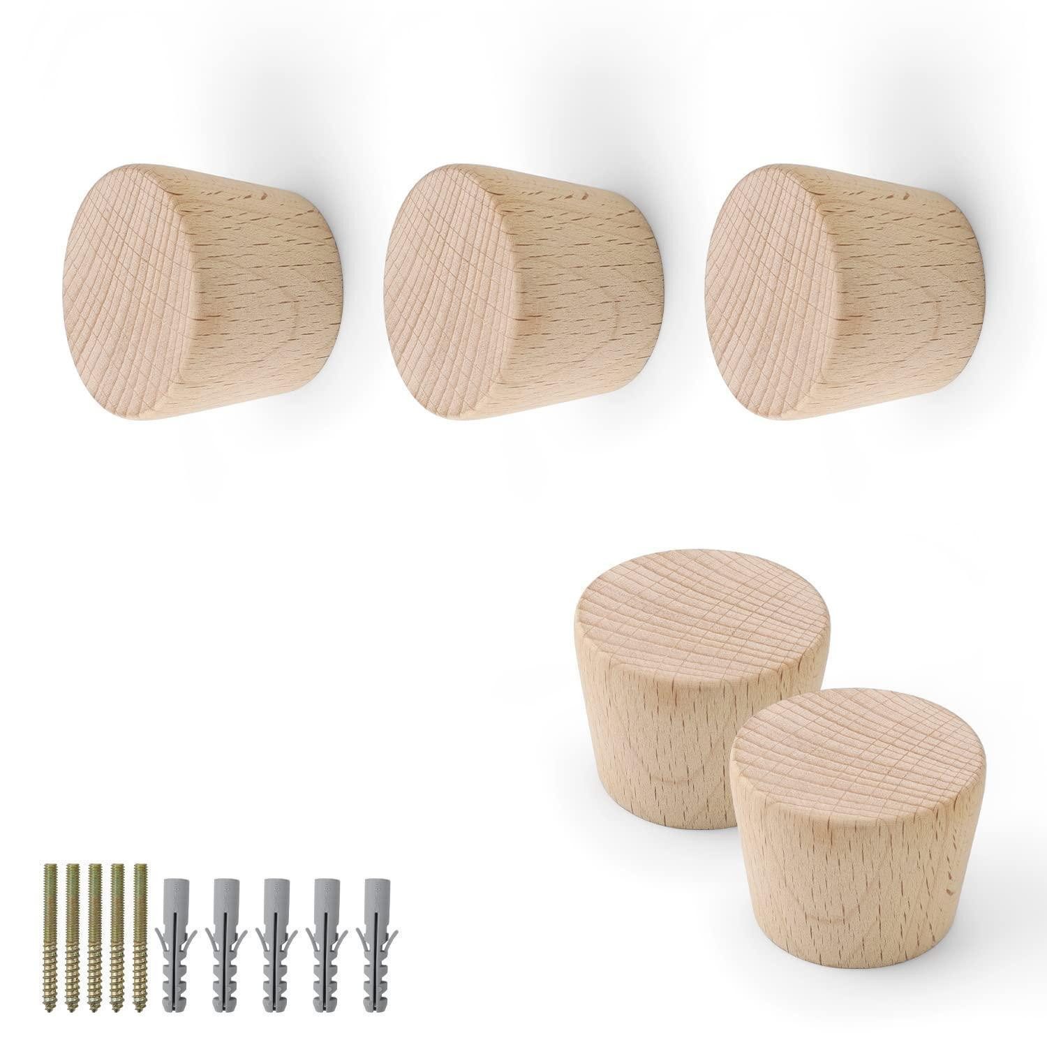 LuxusKollektion Wandhaken Kleiderhaken Holz Konisch 5er-Set, (5-St)