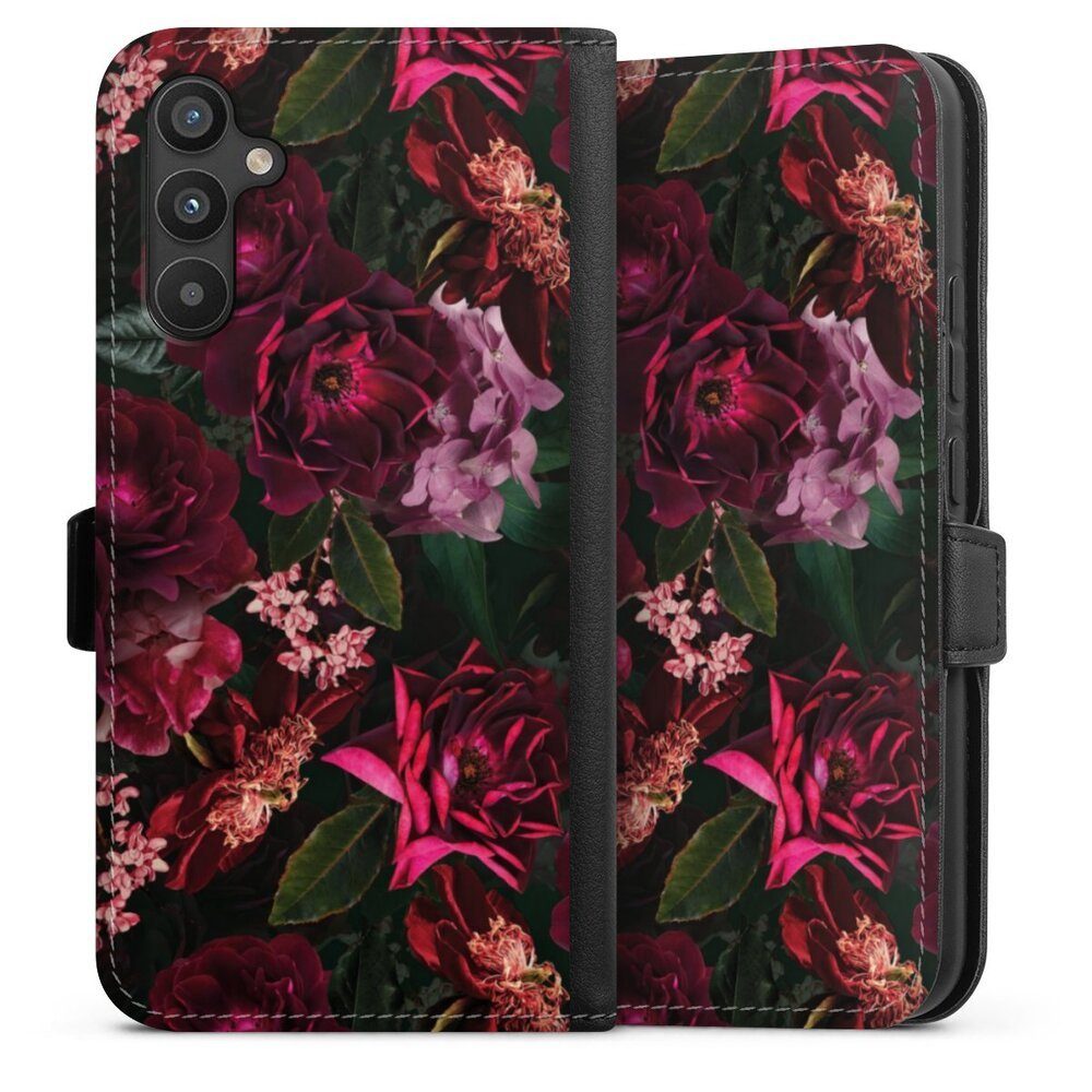 DeinDesign Handyhülle Rose Blumen Blume Dark Red and Pink Flowers, Samsung Galaxy A34 5G Hülle Handy Flip Case Wallet Cover
