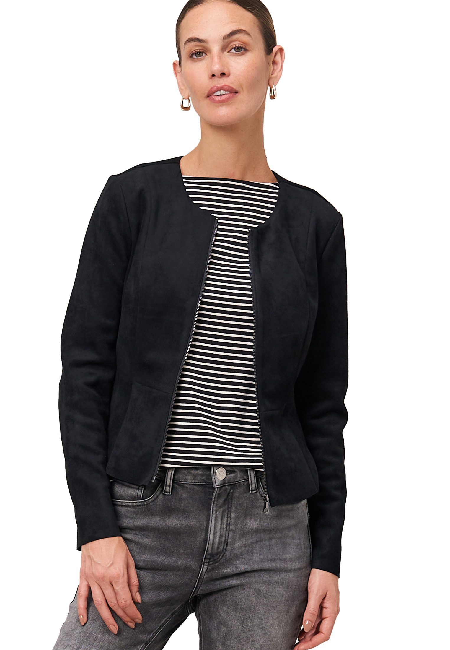 Zero Jackenblazer Damen Wildlederoptik Plain/ohne Details