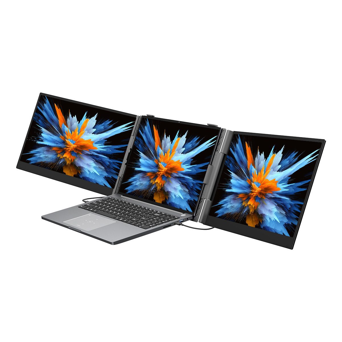blackview Dual Laptop Bildschirm Erweiterung 14 / 15,3 Zoll Triple Monitor LCD-Monitor (Full HD, IPS LCD, Dual-Screen Setup, 100W Pass-Through Charging, Aluminium, TÜV Süd)