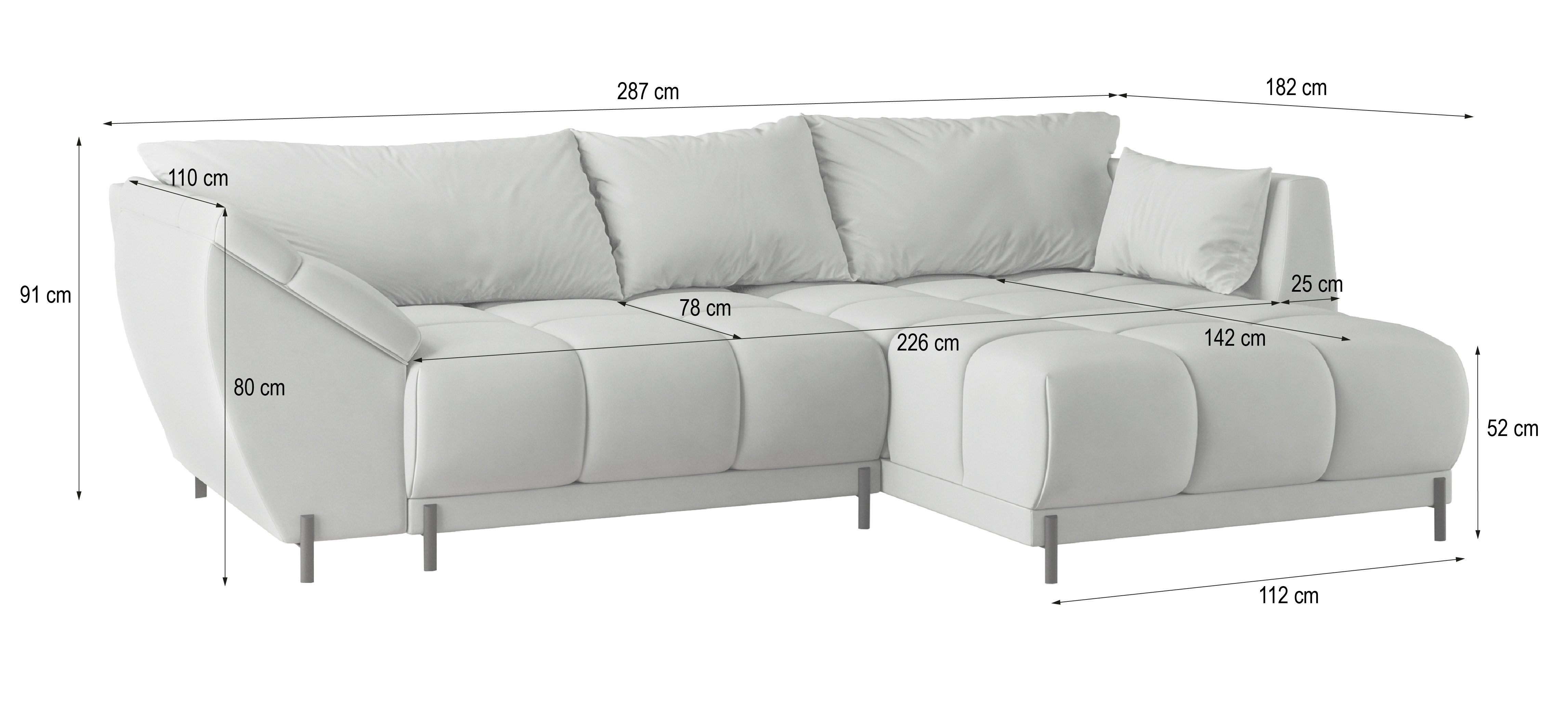 Masseno Ecksofa VESTANO mit Schlaffunktion L-Form, Sofa mit Bettkasten