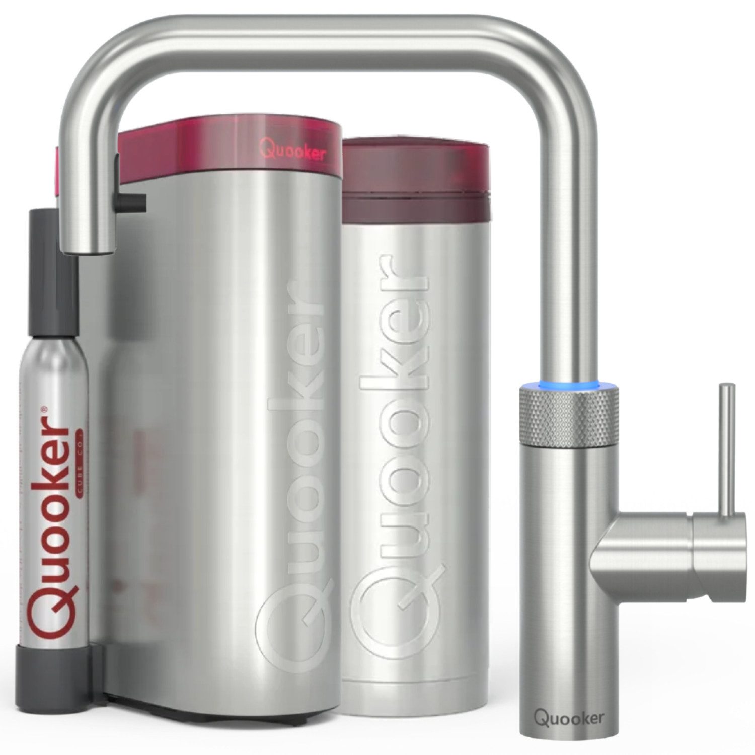QUOOKER Küchenarmatur Flex Square, PRO3 & CUBE, Voll-Edelstahl, FXSSST PRO3 CUBE2, **inkl. CUBE Filter Starter Set** inkl. 7 JAHRE GARANTIE