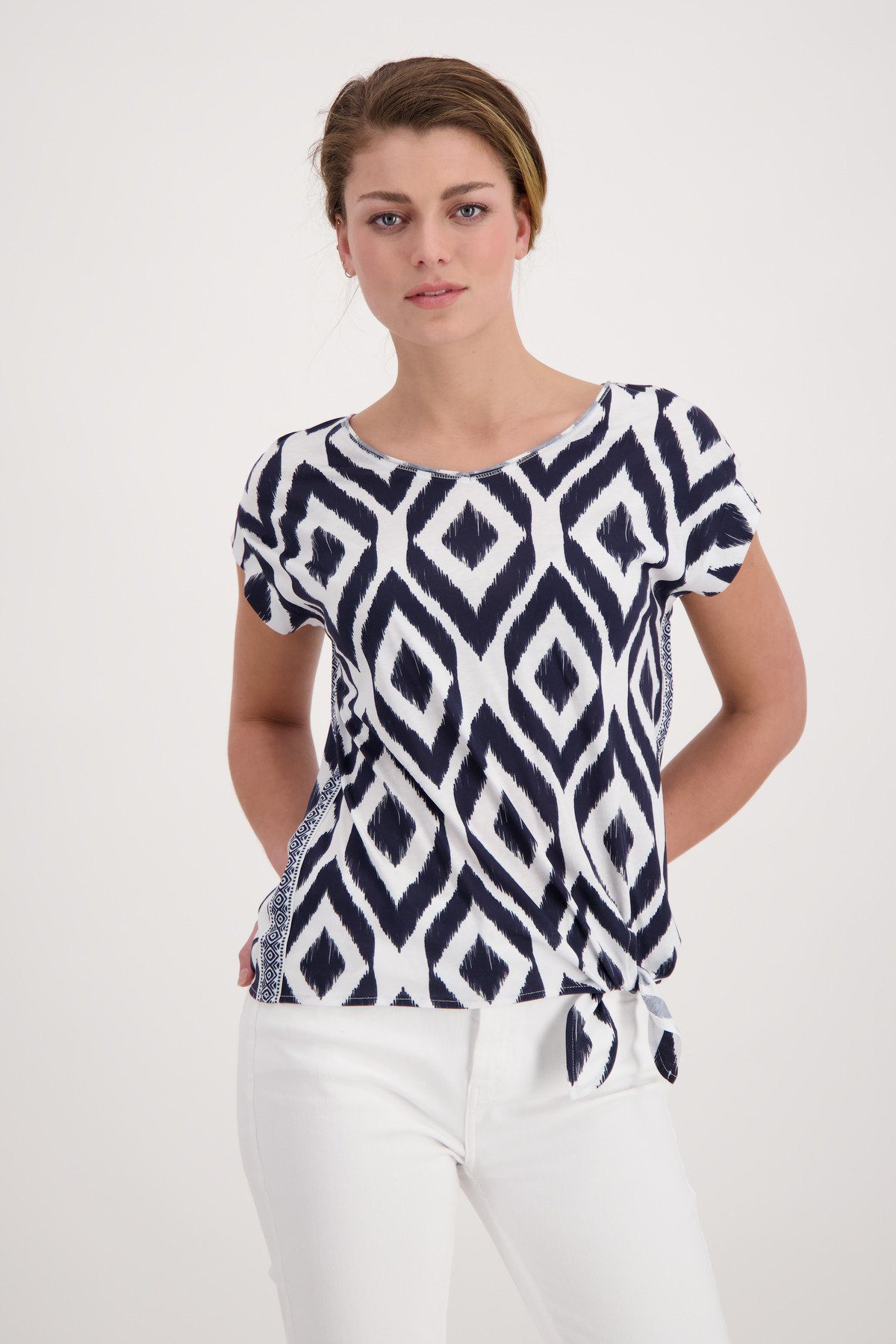 Monari T-Shirt Ikat Muster Shirt zum Knoten
