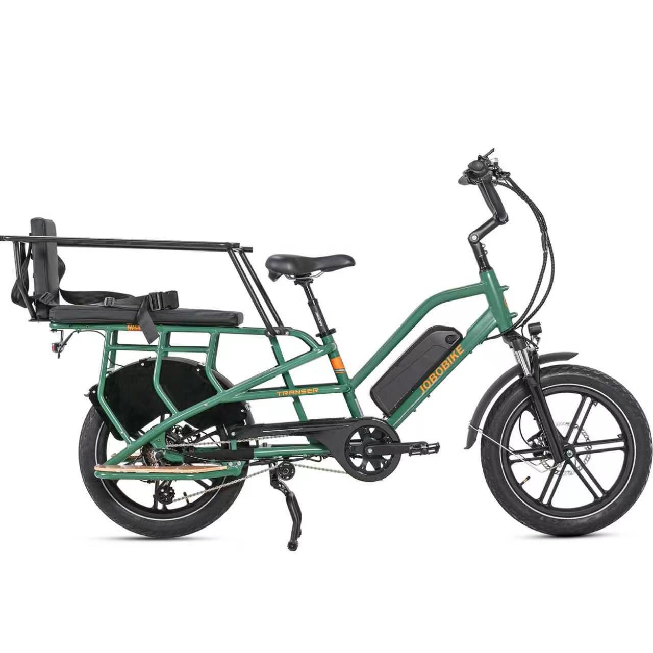 JOBOBIKE E-Bike Cargo 20 Zoll, 150km, bis 200 kg, Lastenrad für Familie, Einkauf & Alltag, 7 Gang Shimano, Kettenschaltung, Heckmotor, 720 Wh, (Bremslicht, Farb-LCD-Display, Doppelbein-Ständer, Drehmomentsensor), mit Federsattelstütze, E-Lastenrad Longtail, Elektrofahrrad